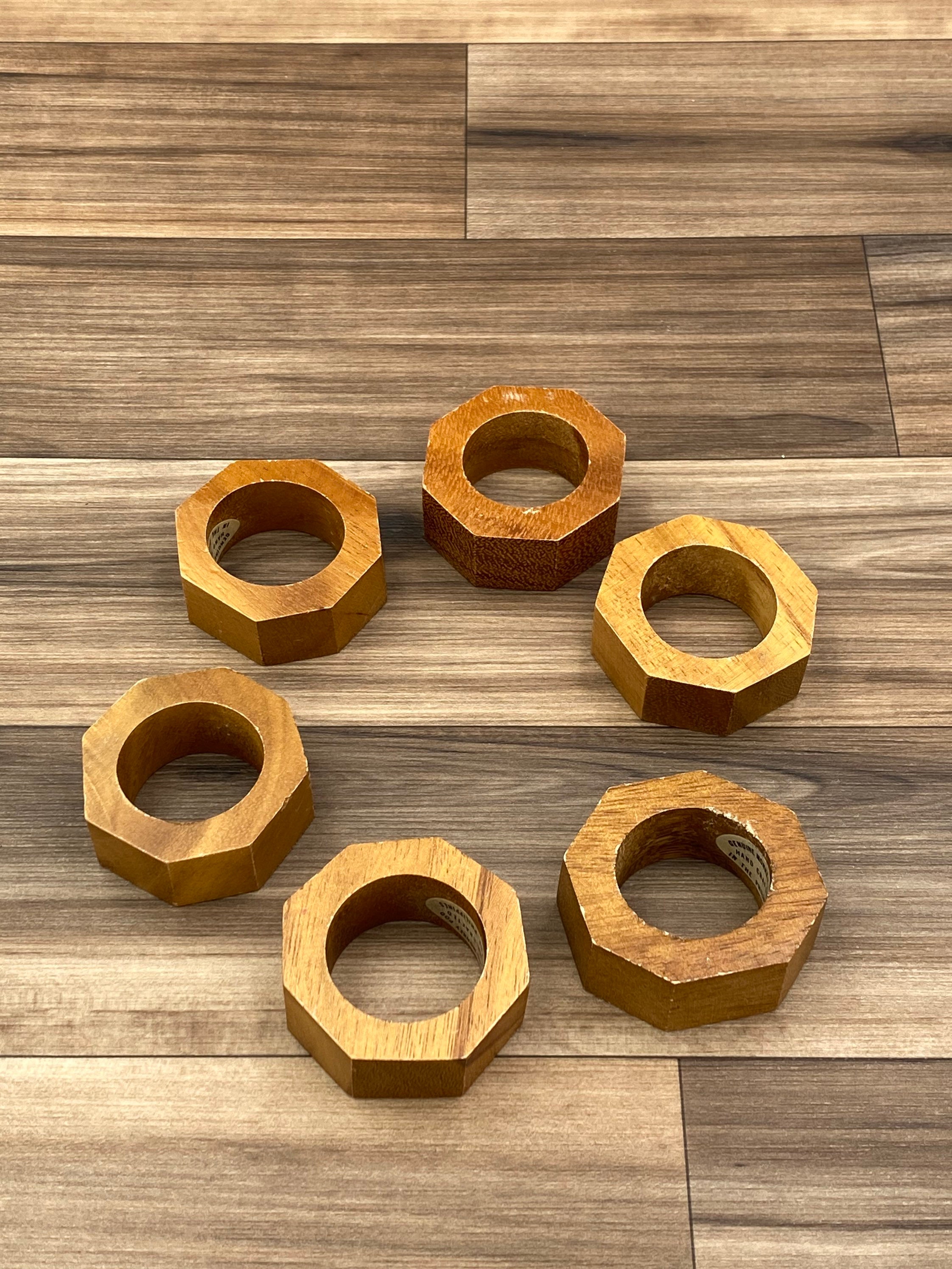 Rustic Wood Napkin Rings, 6 piece set, Octagon Napkin Ring, Rustic home