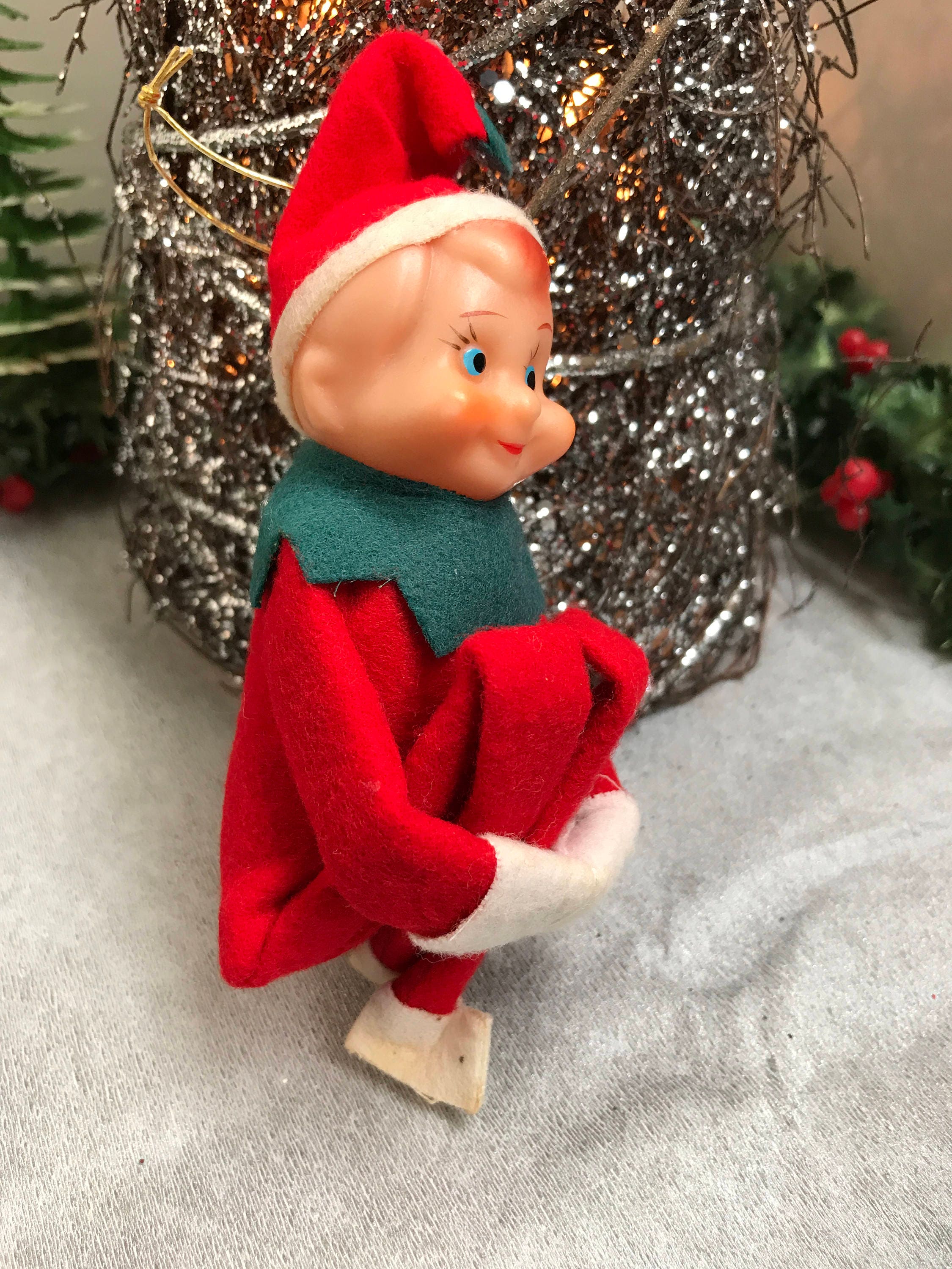 Vintage Knee Hugger Elf, Christmas Elf Ornament, Pixie Elf Knee Hugger ...