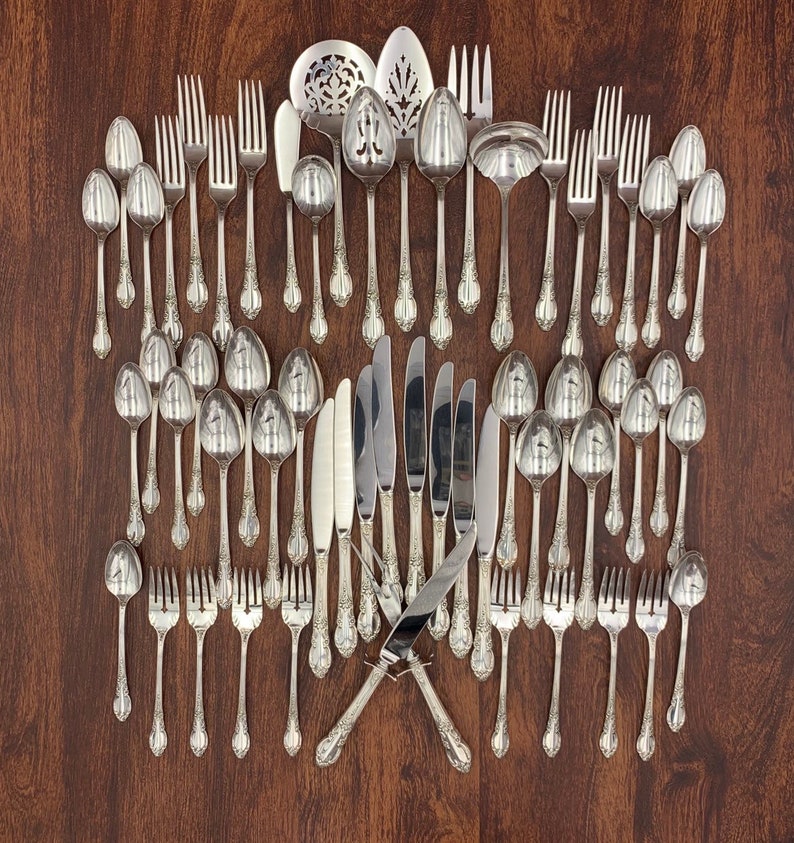 Vintage Silverware Set Service for 8 Mahogany Silverware Etsy