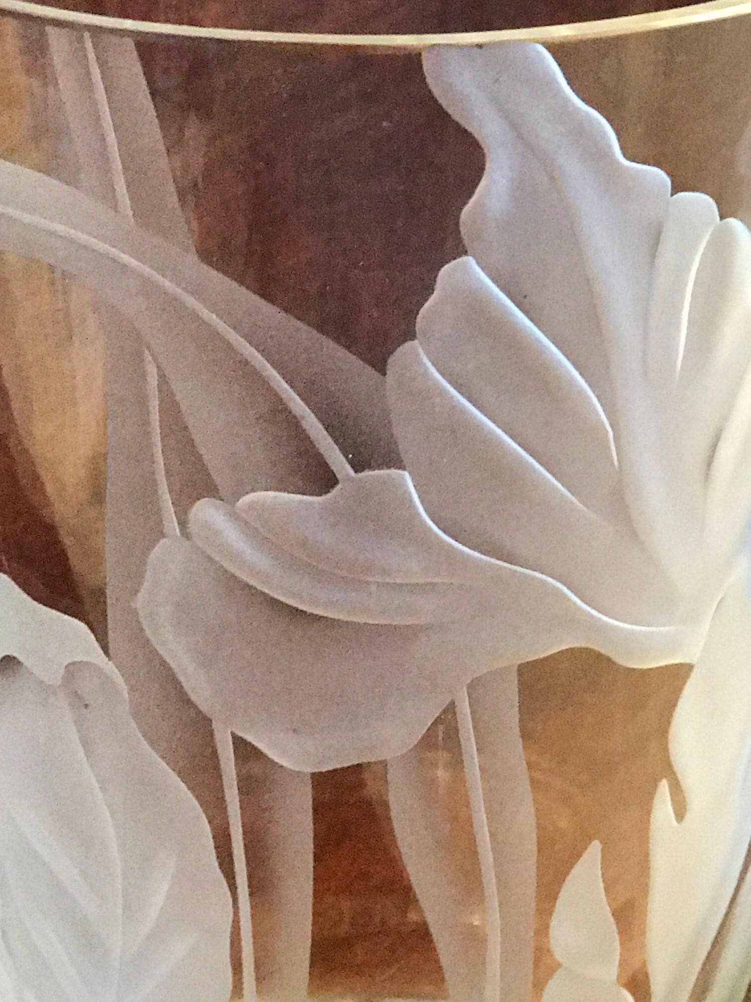 Dorothy Thorpe Vase, MidCentury Iris Design, signed Dorothy Thorpe