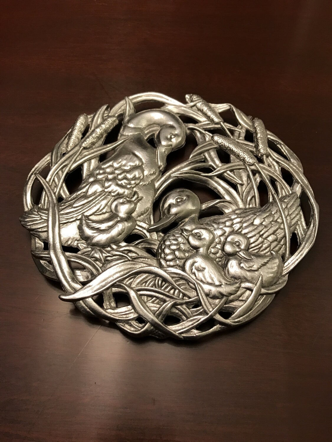 Metal Duck Trivet, Arthur Court Metal Trivet, Duck family Trivet Hotpad