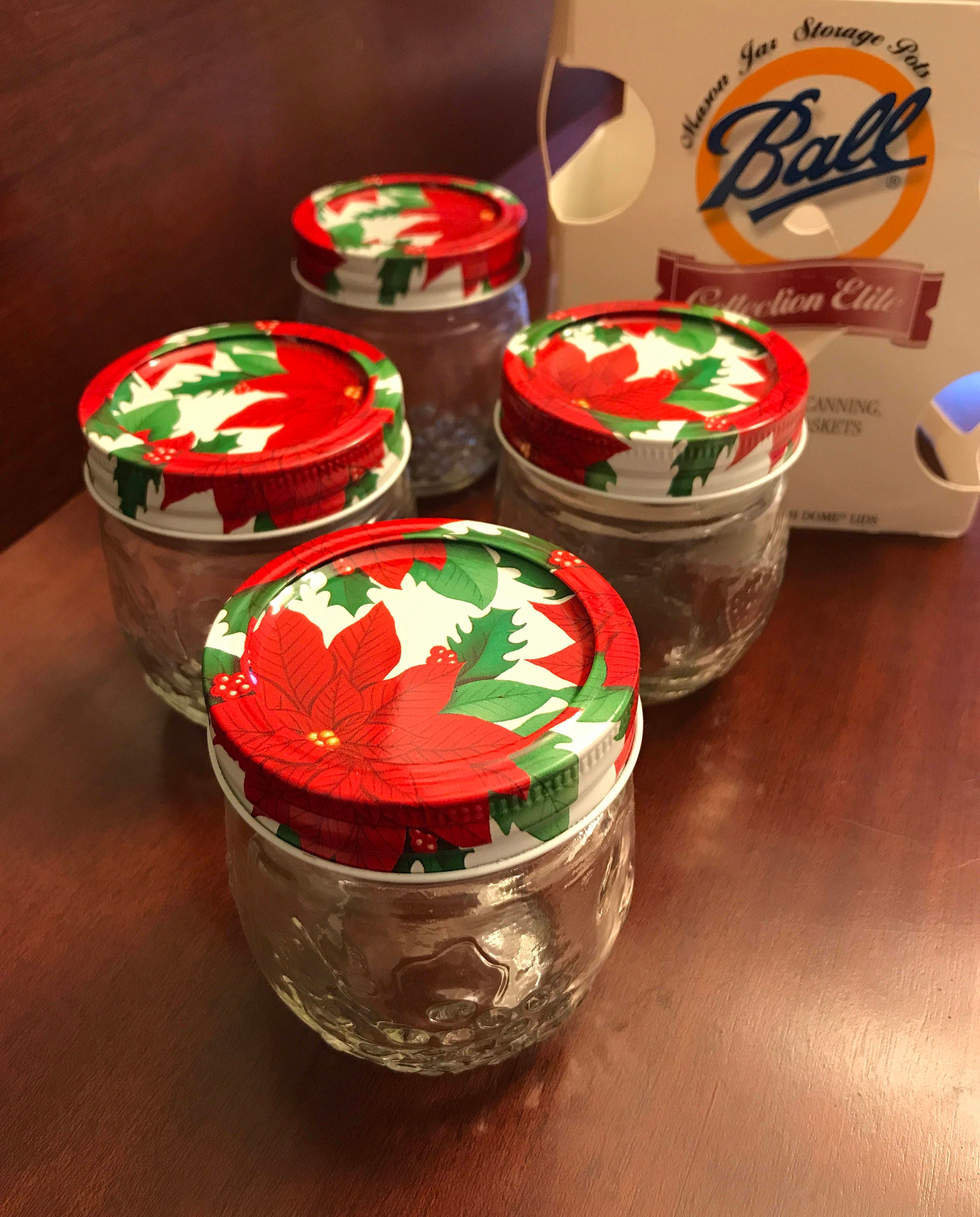 Ball Christmas Pointsettia Jars, collectible Mason Jars, NOS Ball