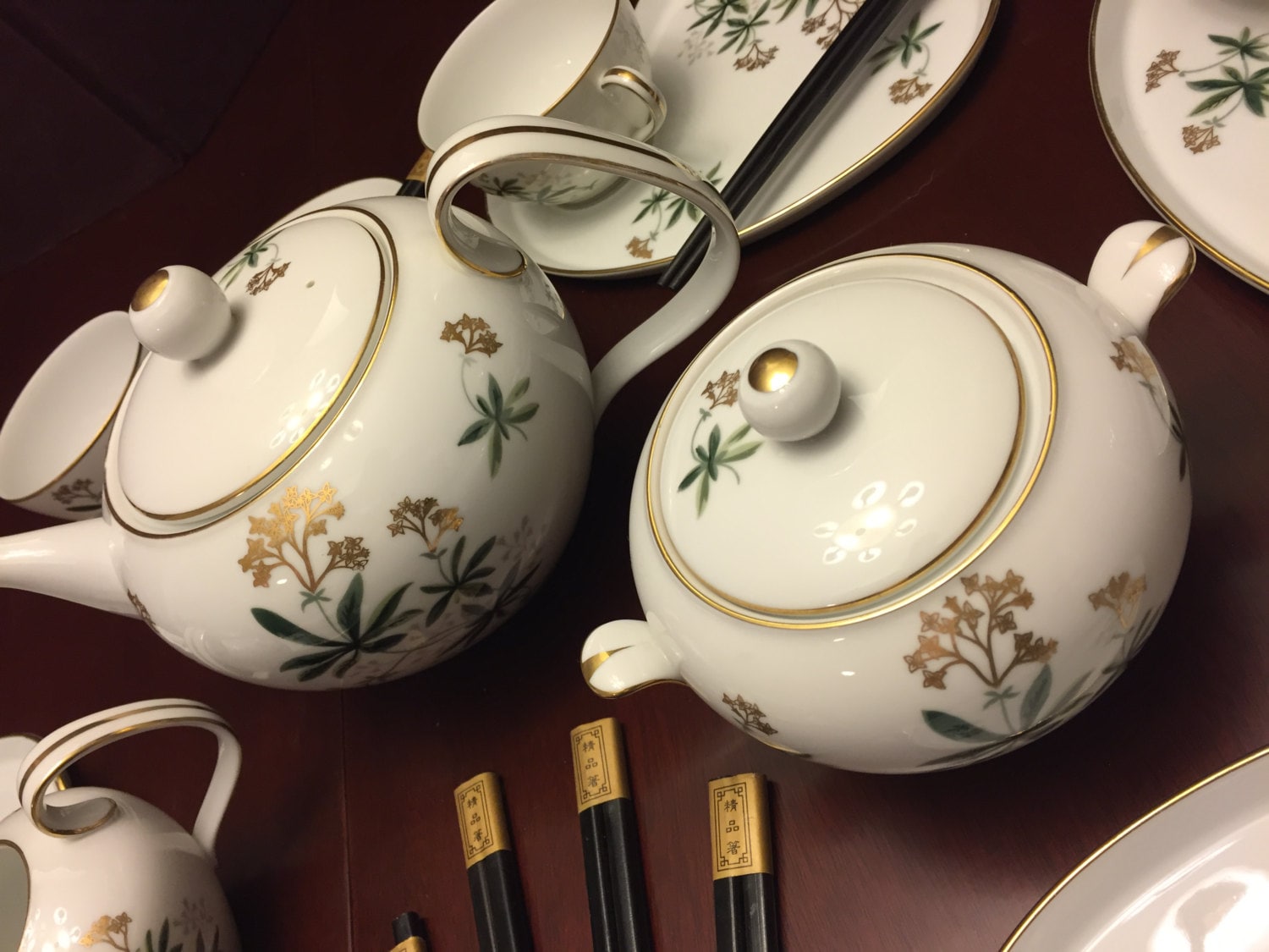 Noritake Tea Set, Asian Bamboo Noritake 5455, Mid Century Fine China