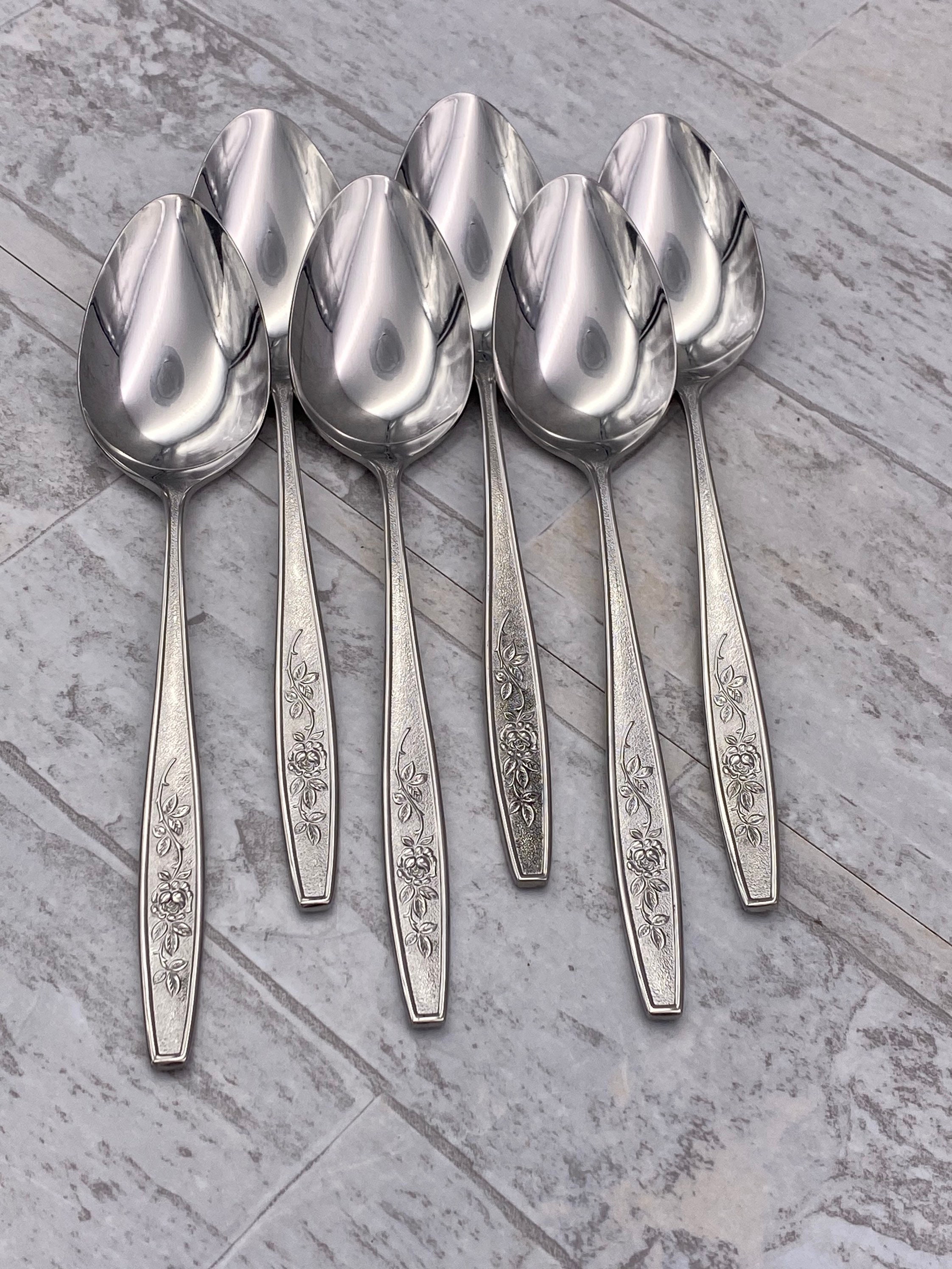 Vintage Stainless Flatware Set, Regency Rose, Service for 6, Rose