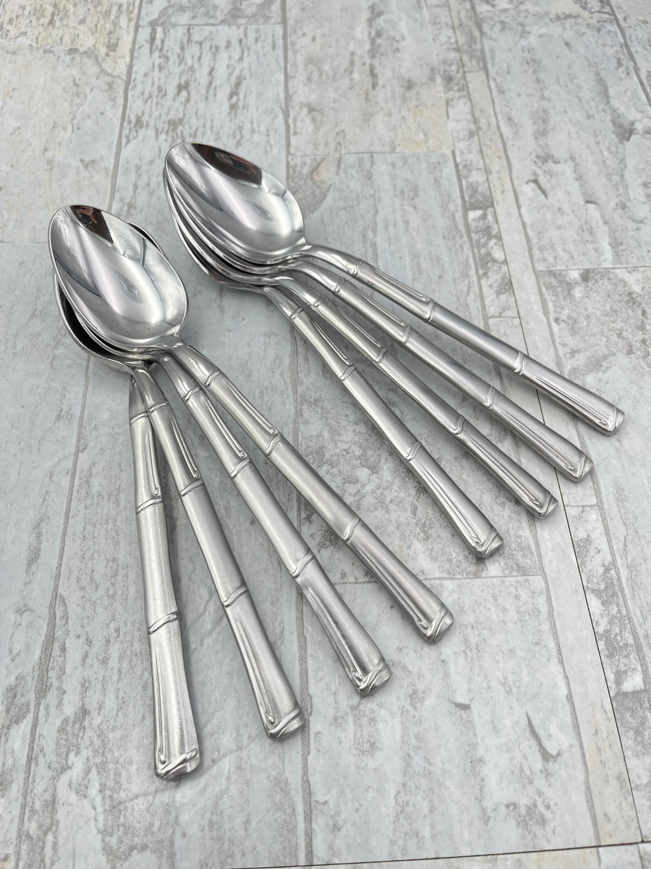 Vintage Stainless Flatware set, Bamboo Pattern, National Stainless