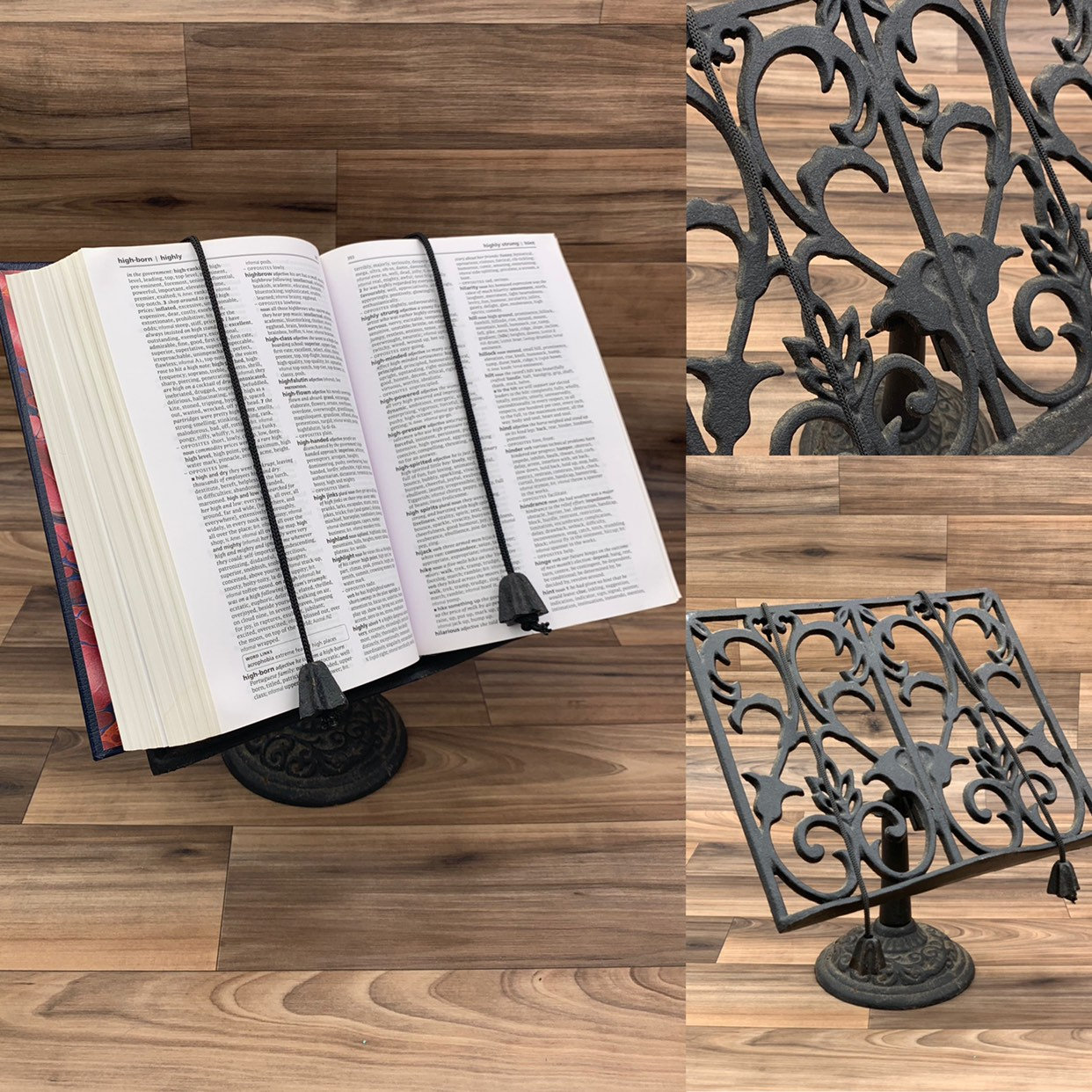 Cast iron book display stand, cookbook stand, Guestbook stand, Photo