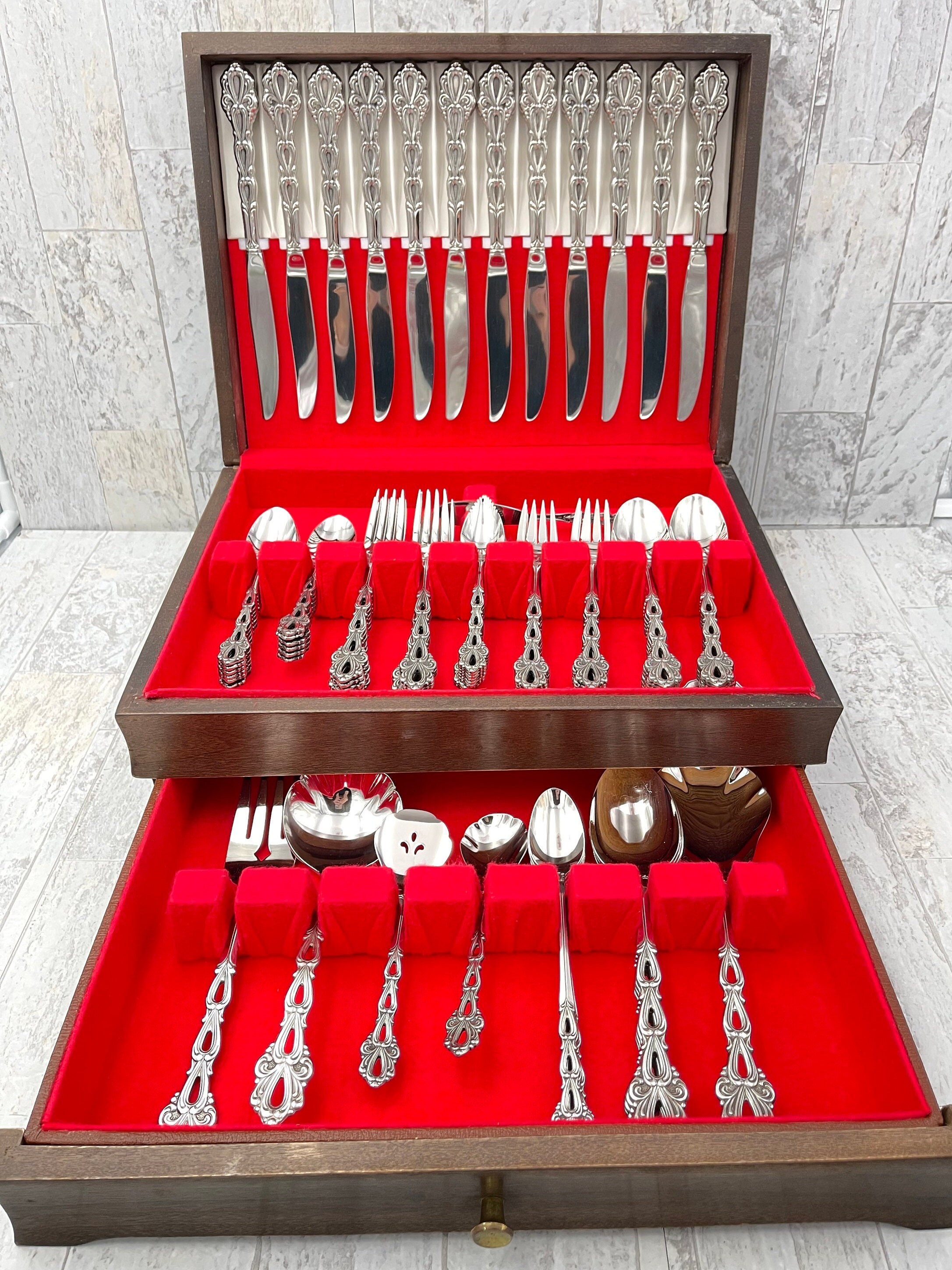 RARE Oneida Stainless Flatware Set Service for 12 Vintage Etsy