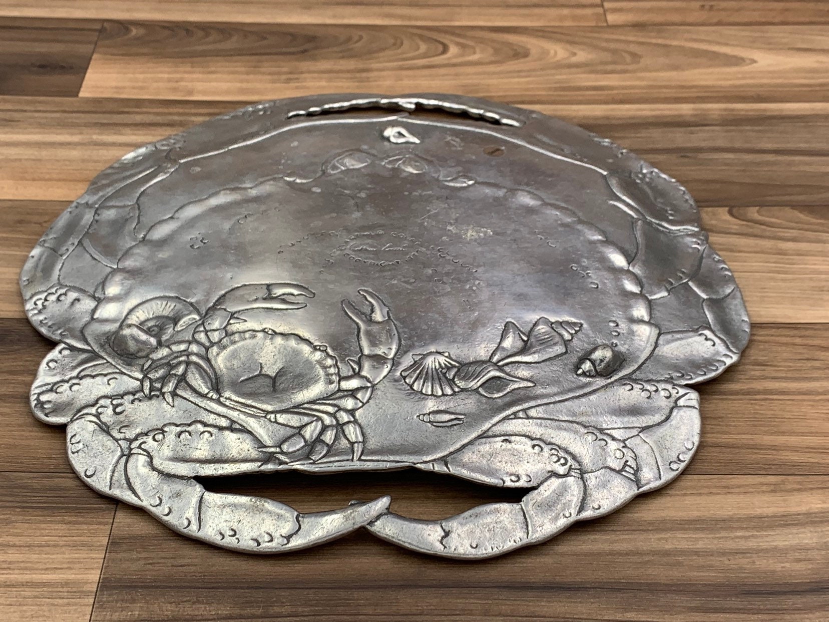 Arthur Court Crab Serving Platter Polished Aluminum, signed Arthurs