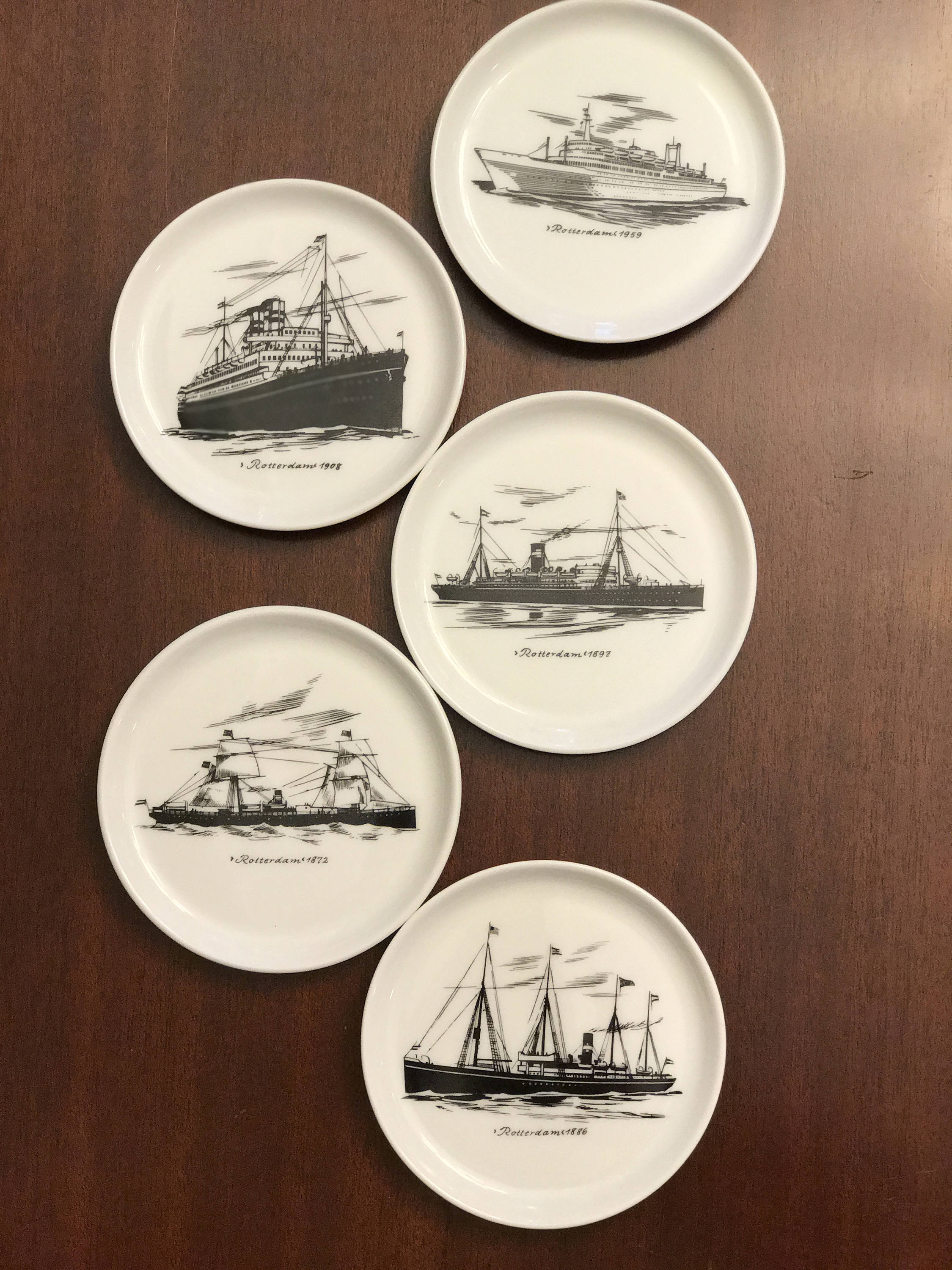 MidCentury Nautical ship Coasters by Fürstenberg Keramik, set of five