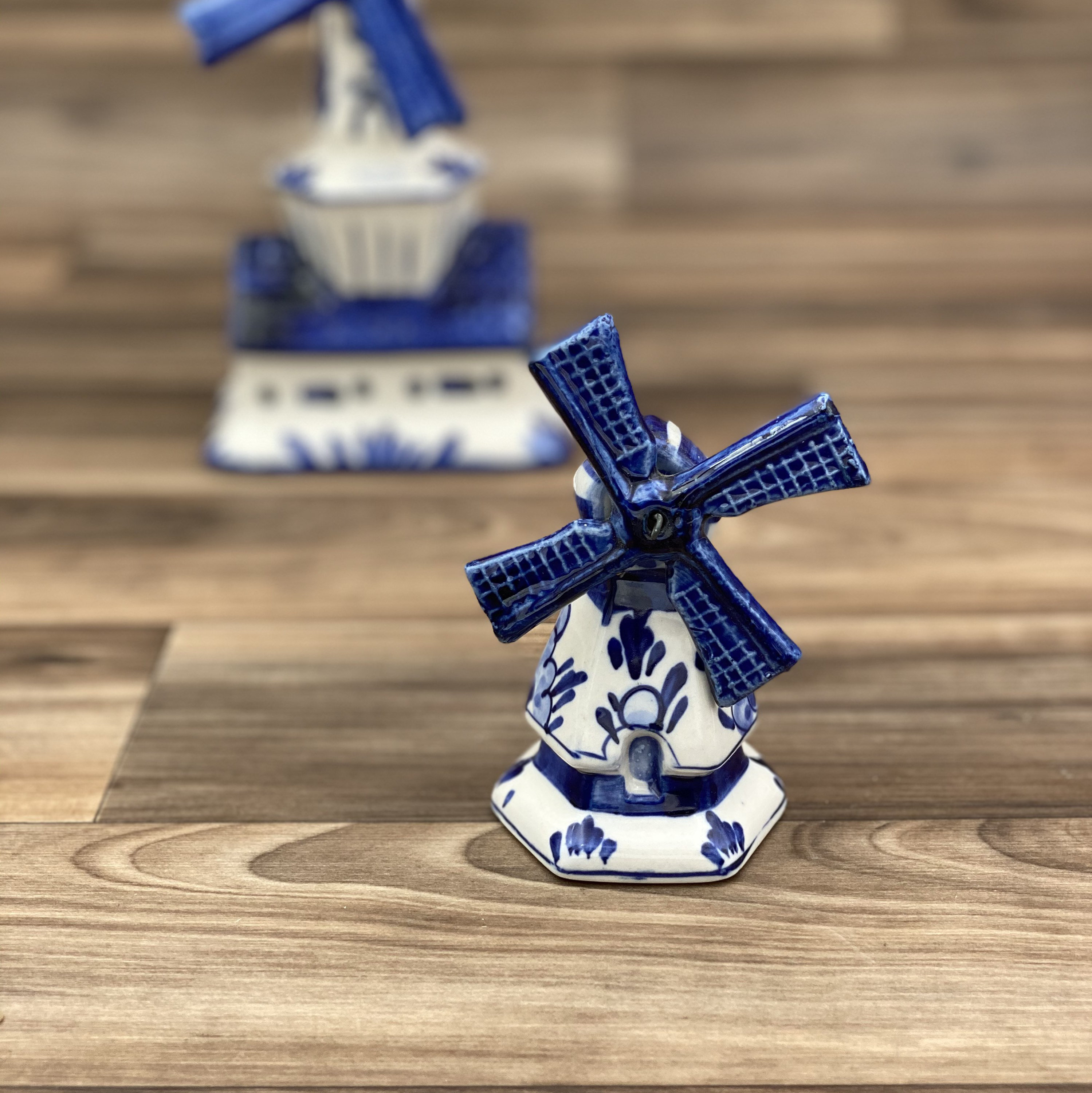 Vintage Delft Blue Windmill, blue white ceramic, Hand painted in Holland, Collectible Dutch Home
