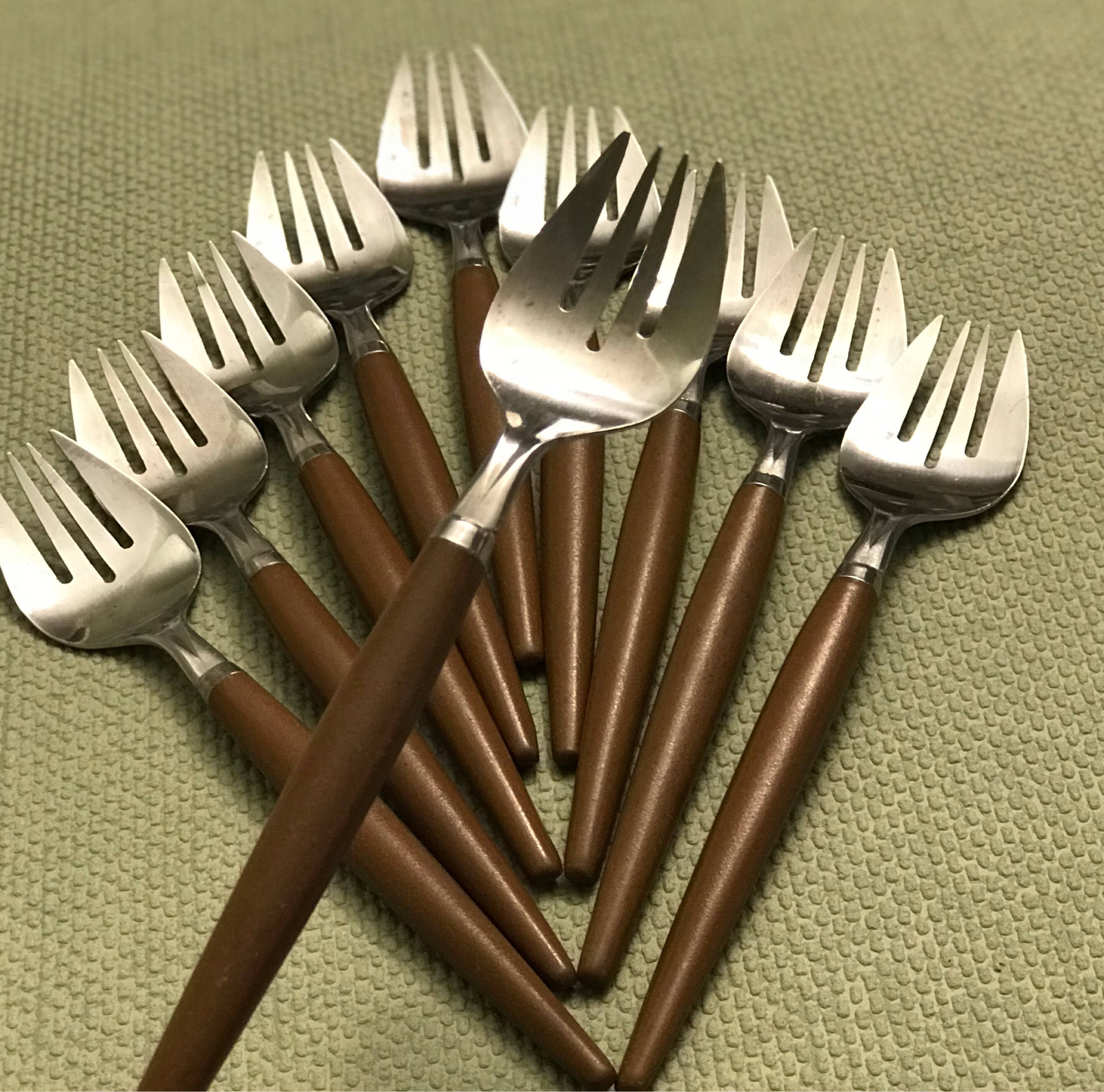 Danish Modern Dessert Forks, Stainless Steel Dessert Forks, Mid Century
