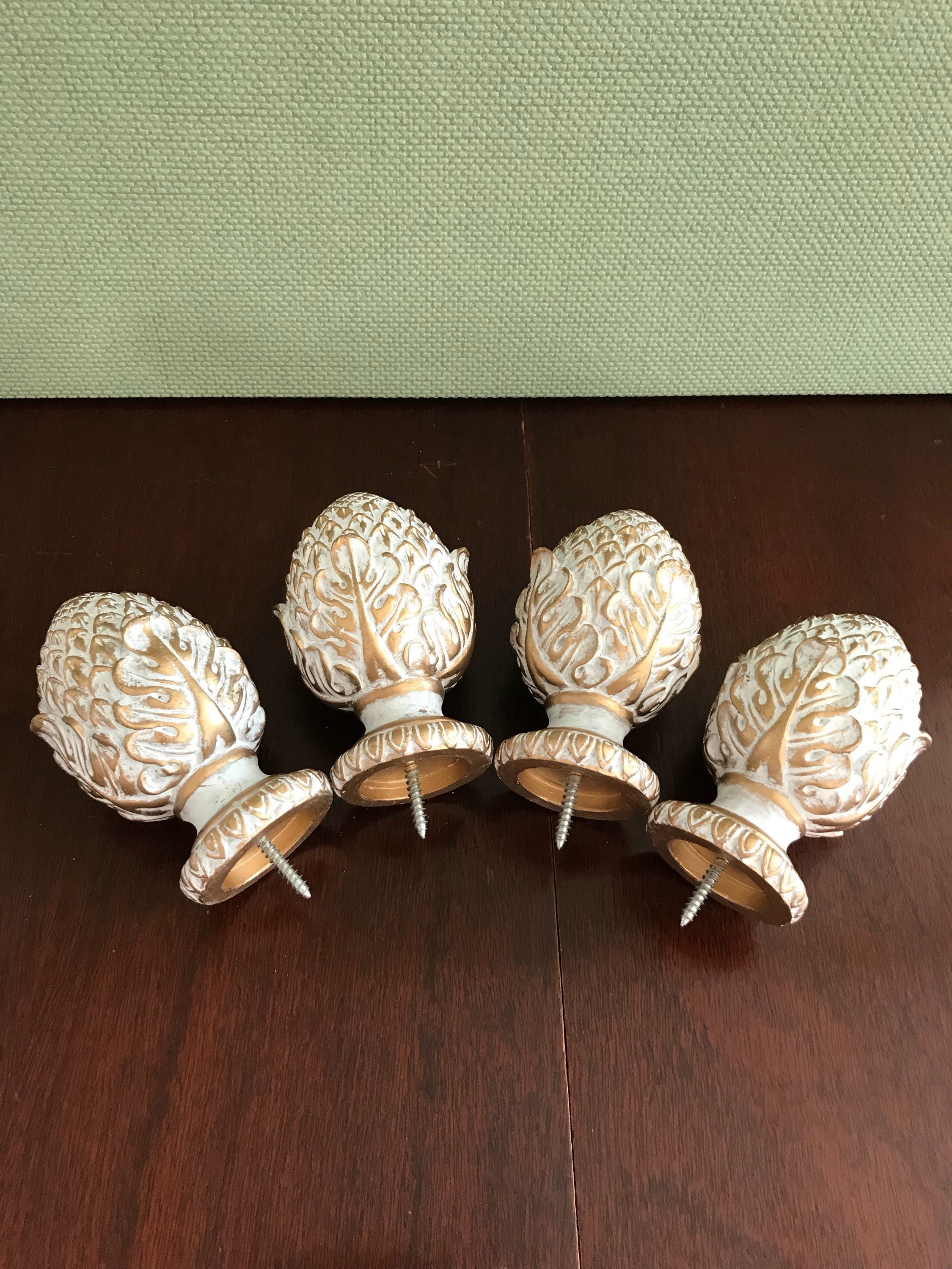 Shabby Chic Artichoke Finials, decorative end caps, reclaimed furniture