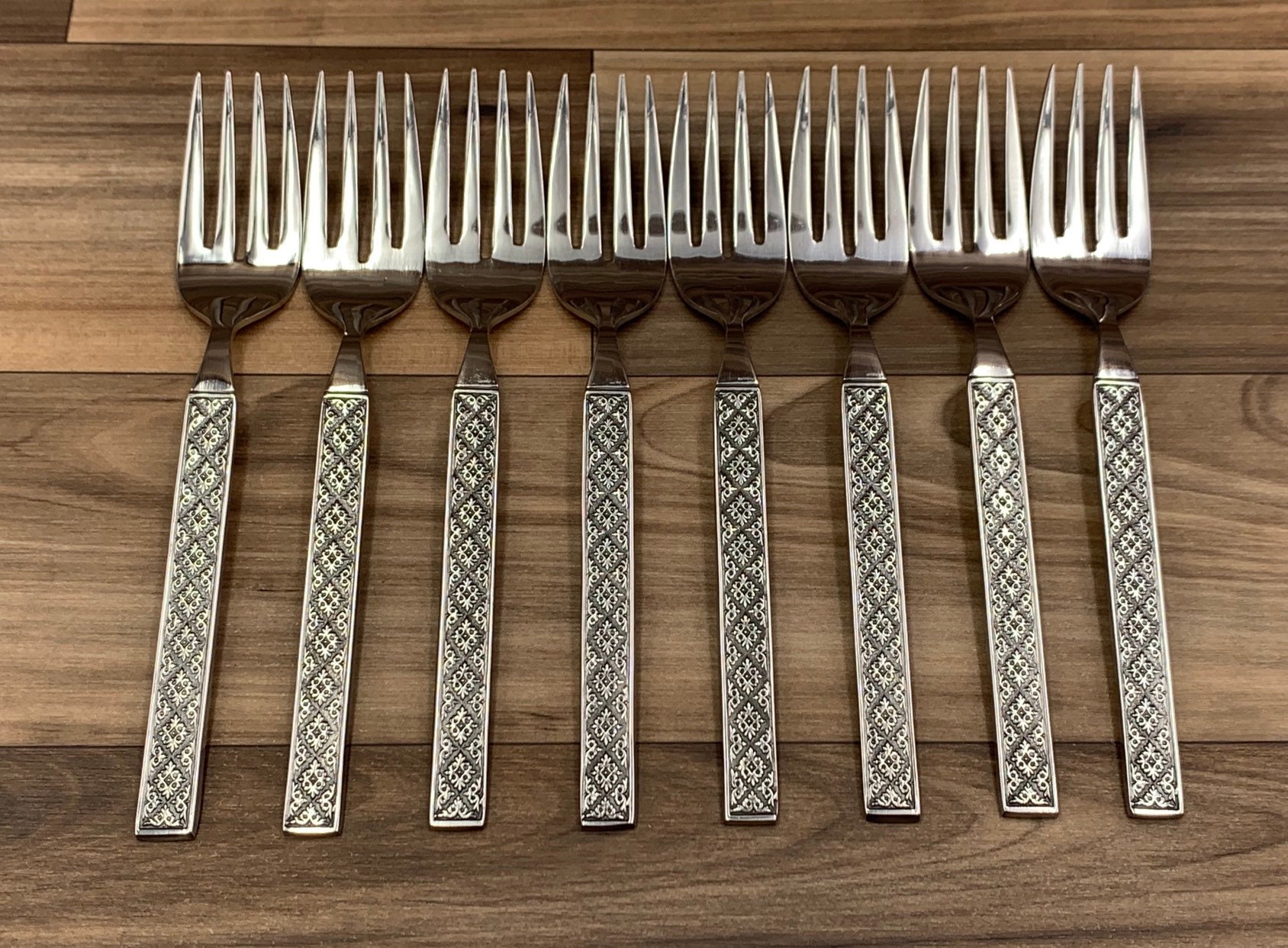 Vintage Vogue Stainless Flatware geometric embossed flatware by