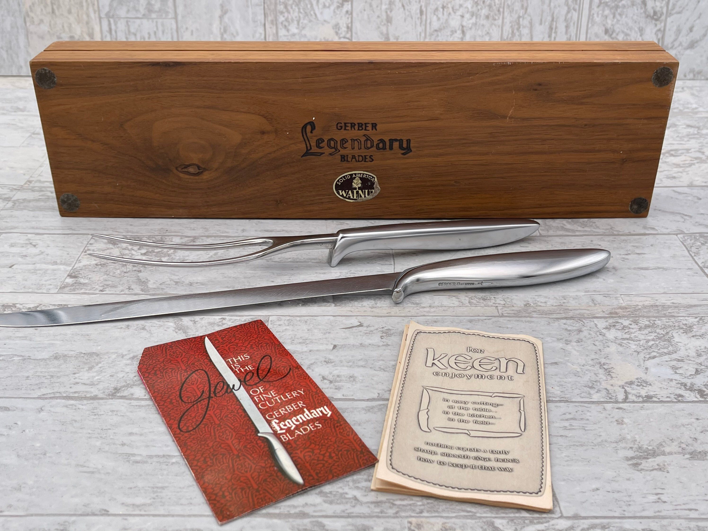 Vintage Gerber Legendary Knives, Mid century Modern Stainless Steel