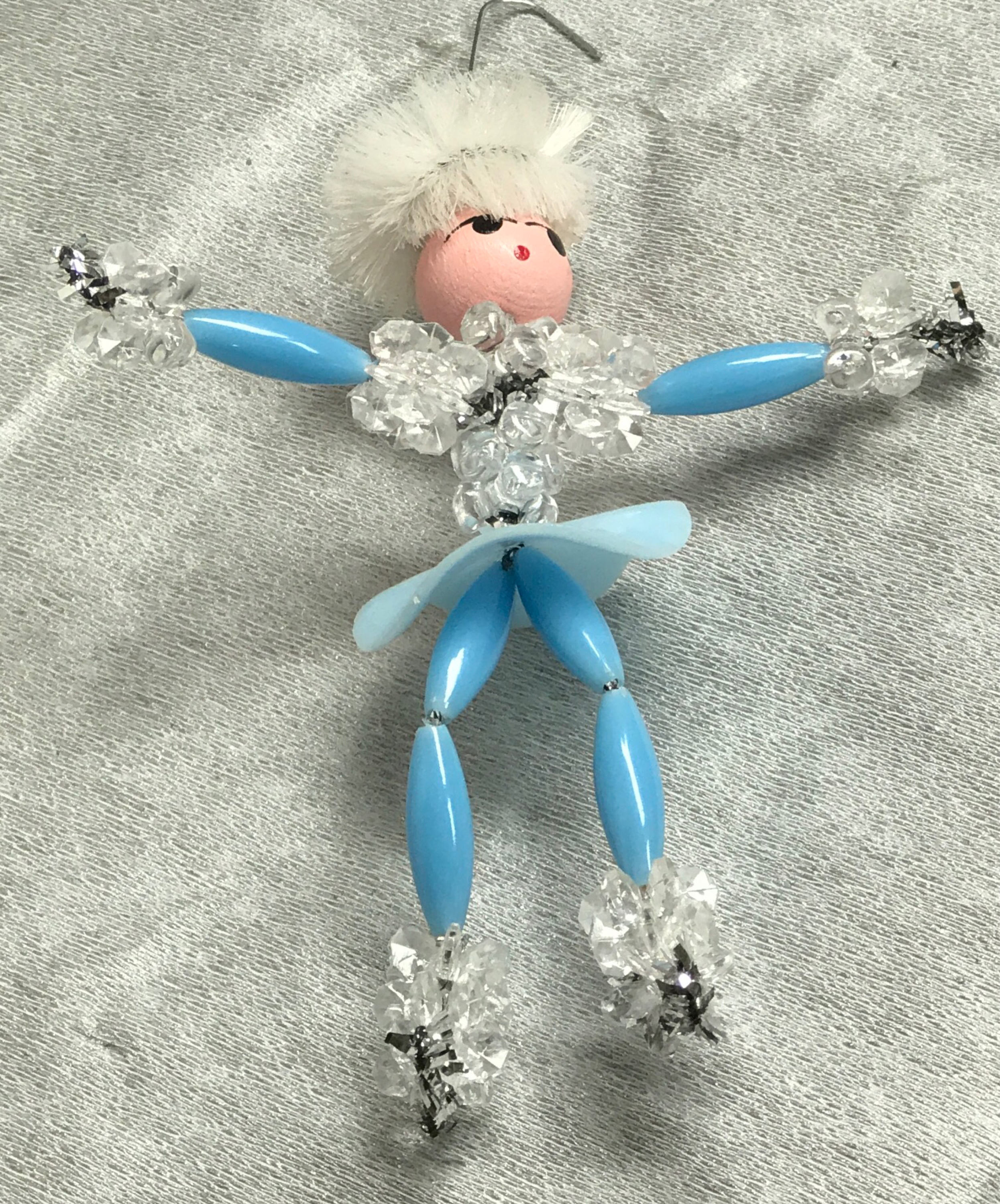 Vintage Ice Skater Christmas Ornaments, 1960s Beaded Christmas