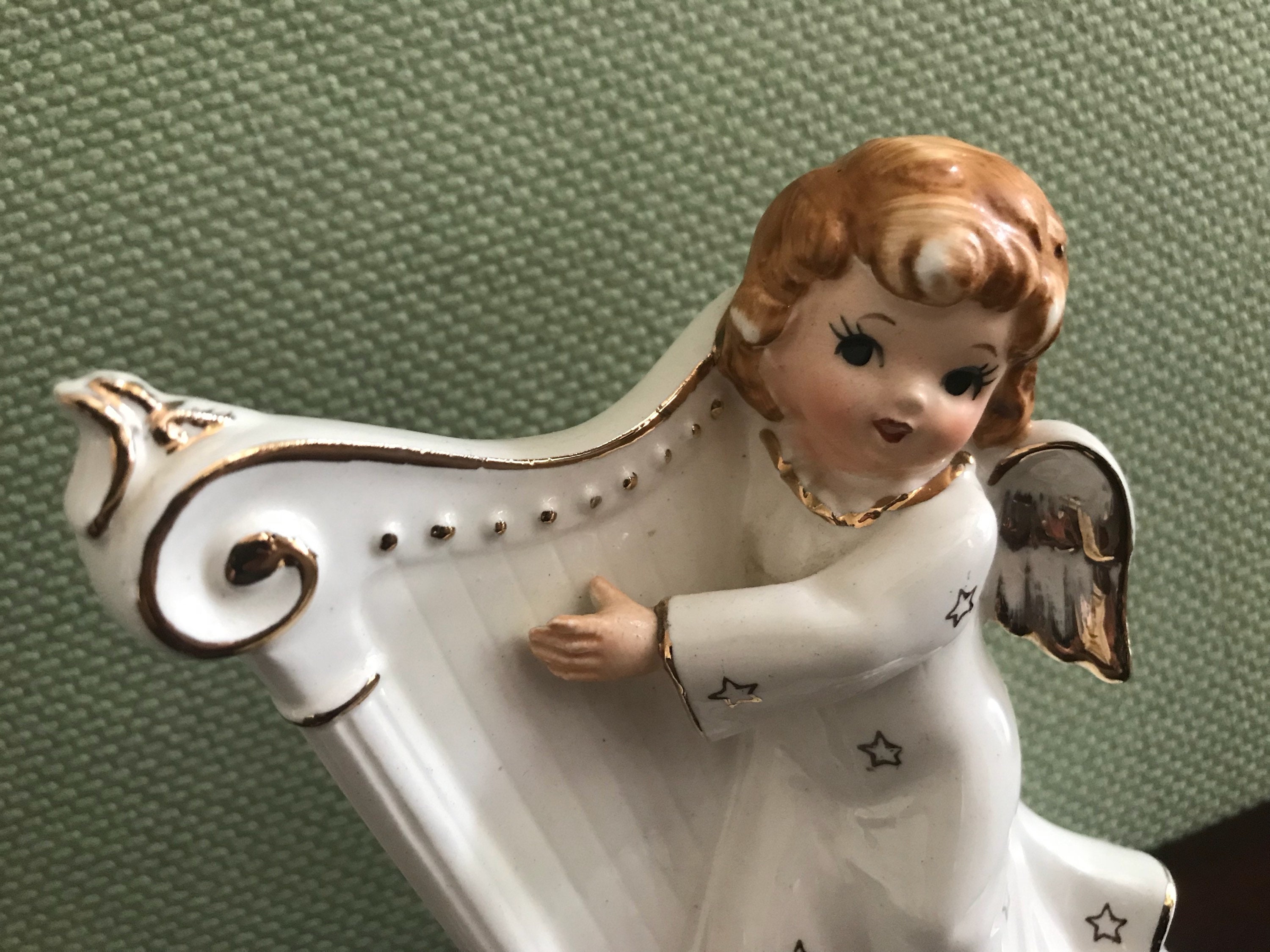 Vintage Christmas Angel Music Box, White Christmas Musical Porcelain