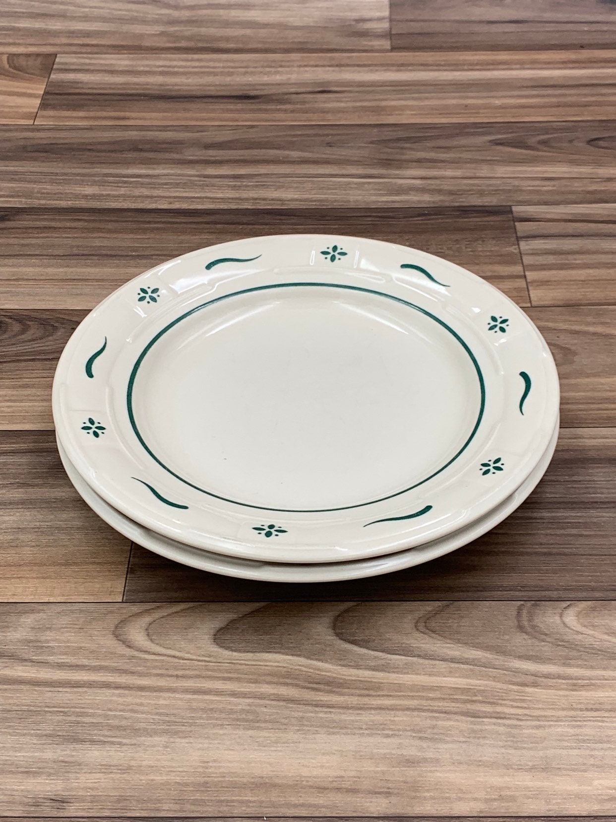 Vintage Longaberger Pottery Plates Woven traditions Heritage Green Set