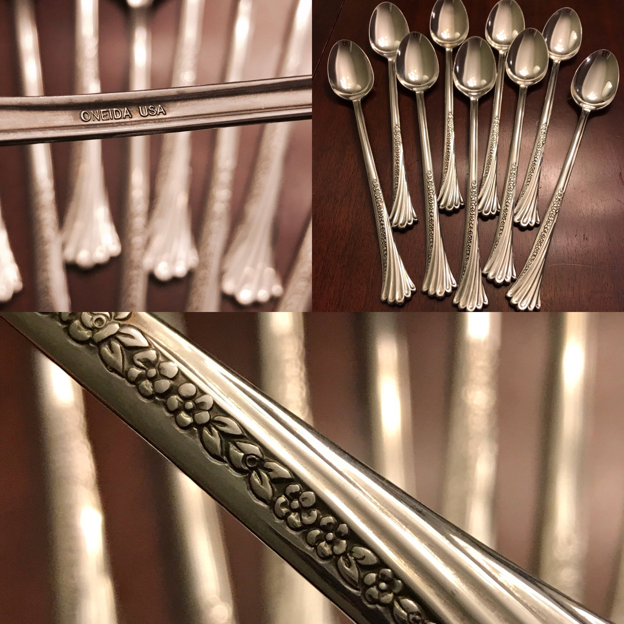 Oneida Spring Glen Stainless Flatware, Iced Tea spoons, pattern OHSSPG