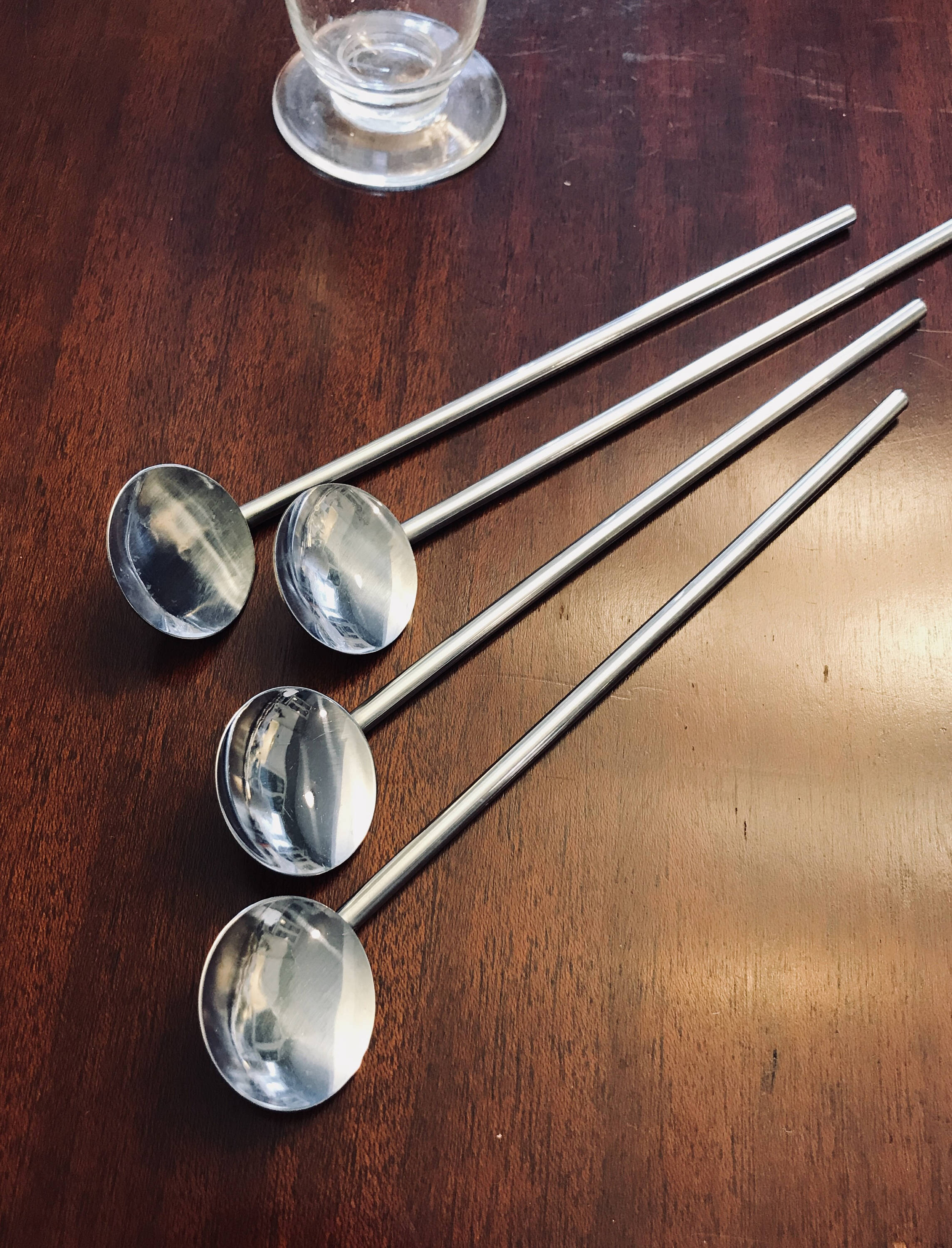 Vintage Drink Stir Stick Straws, Metal Swizzle Sticks, Chrome stir