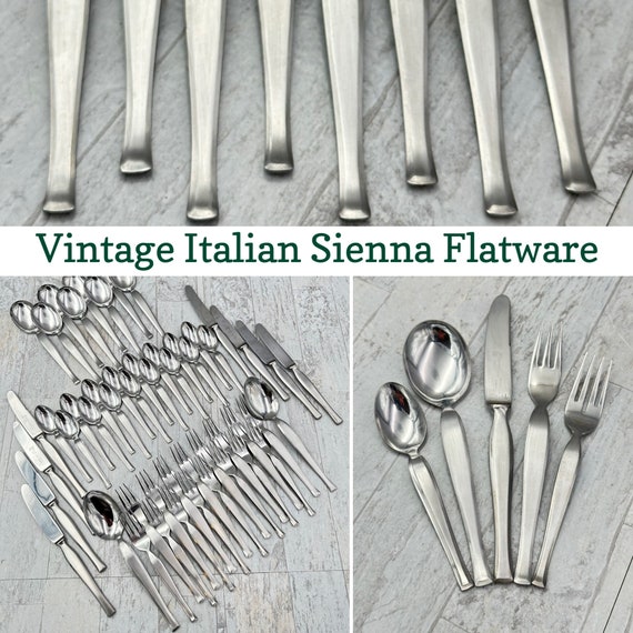 Vintage Italian Flatware set, Stanley Roberts Service for 8, Stainless silverware