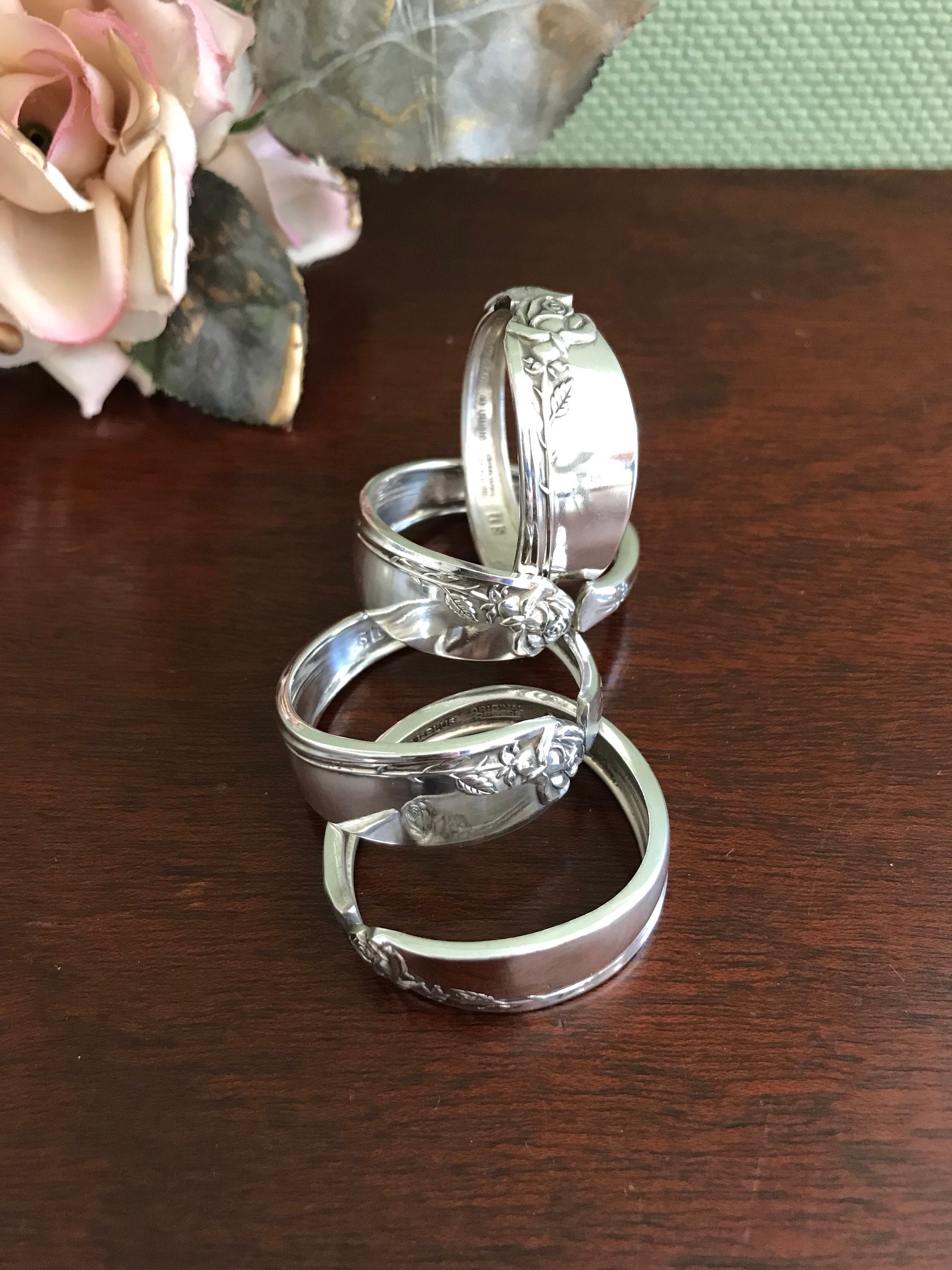 Vintage SILVER PLATED Napkin Rings 4 piece set, Made of Vintage F.B