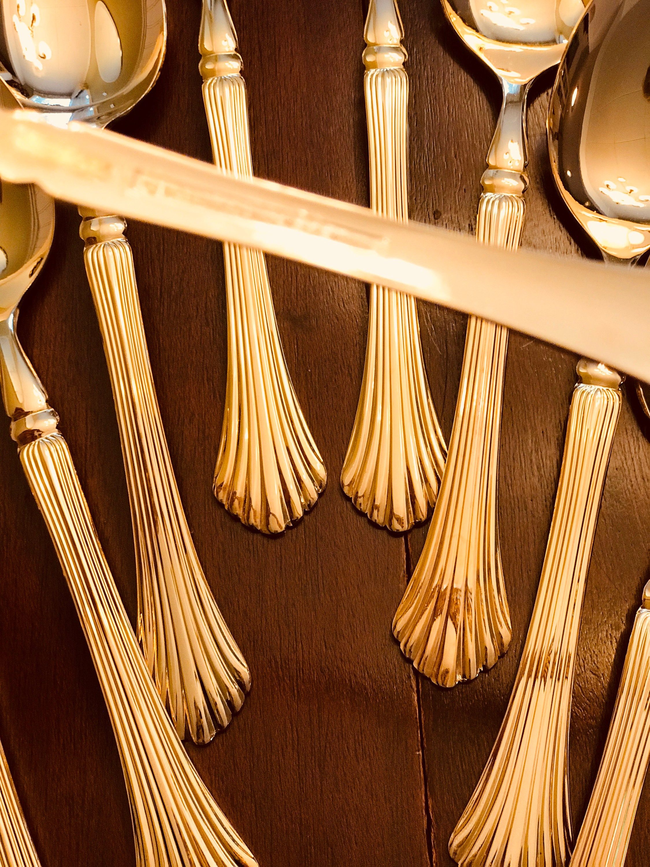 Vintage Gold Flatware, Golden Royal Plume, Gold ...