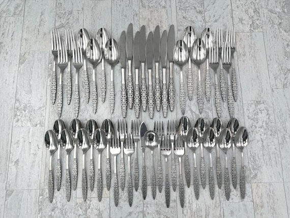 Vintage Stanley Roberts MCM Stainless Flatware Set: Castelina Service for 8