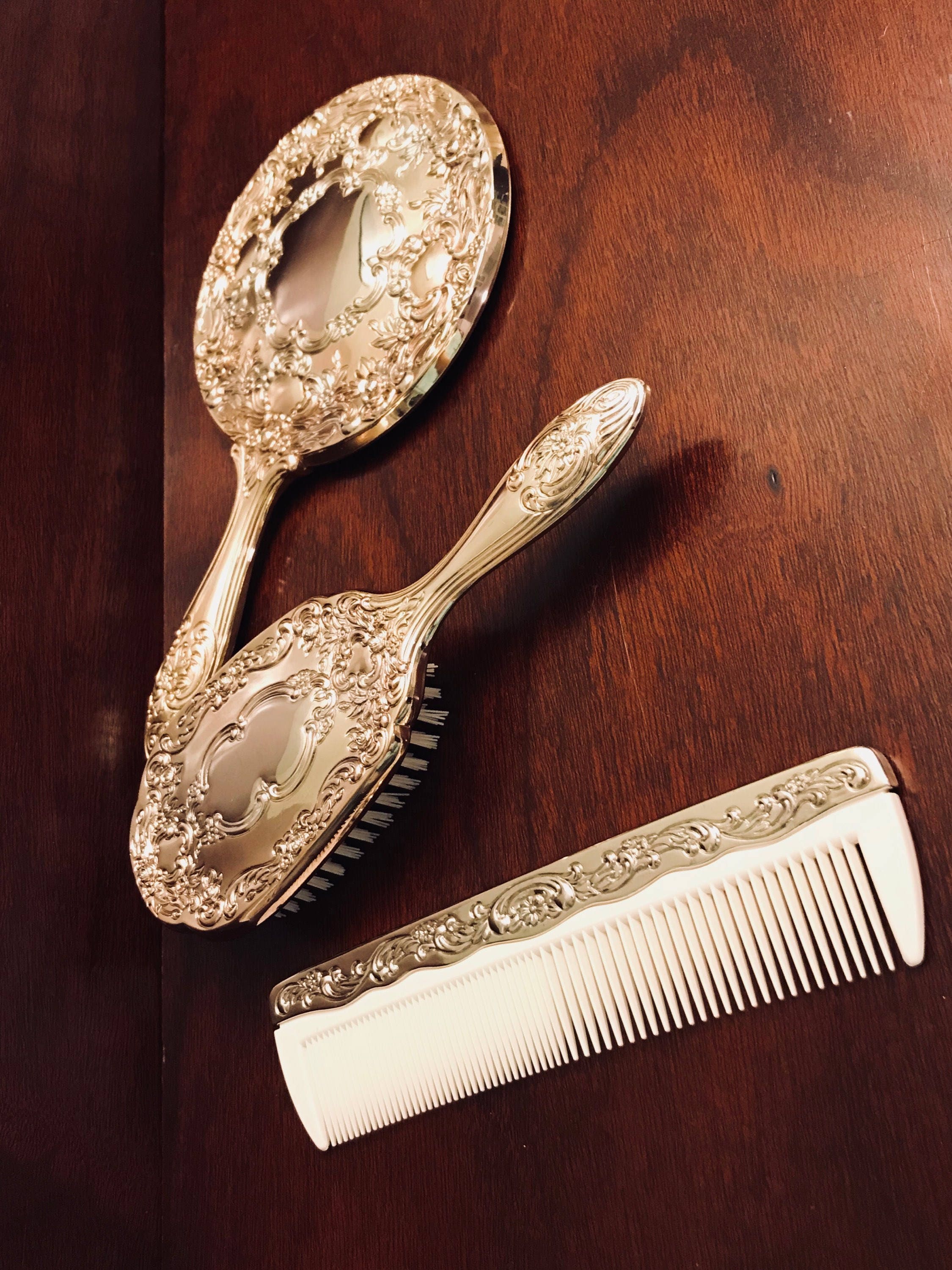 Vintage Silver Vanity Dresser Set, Towle Mirror Comb Brush Set, Silver