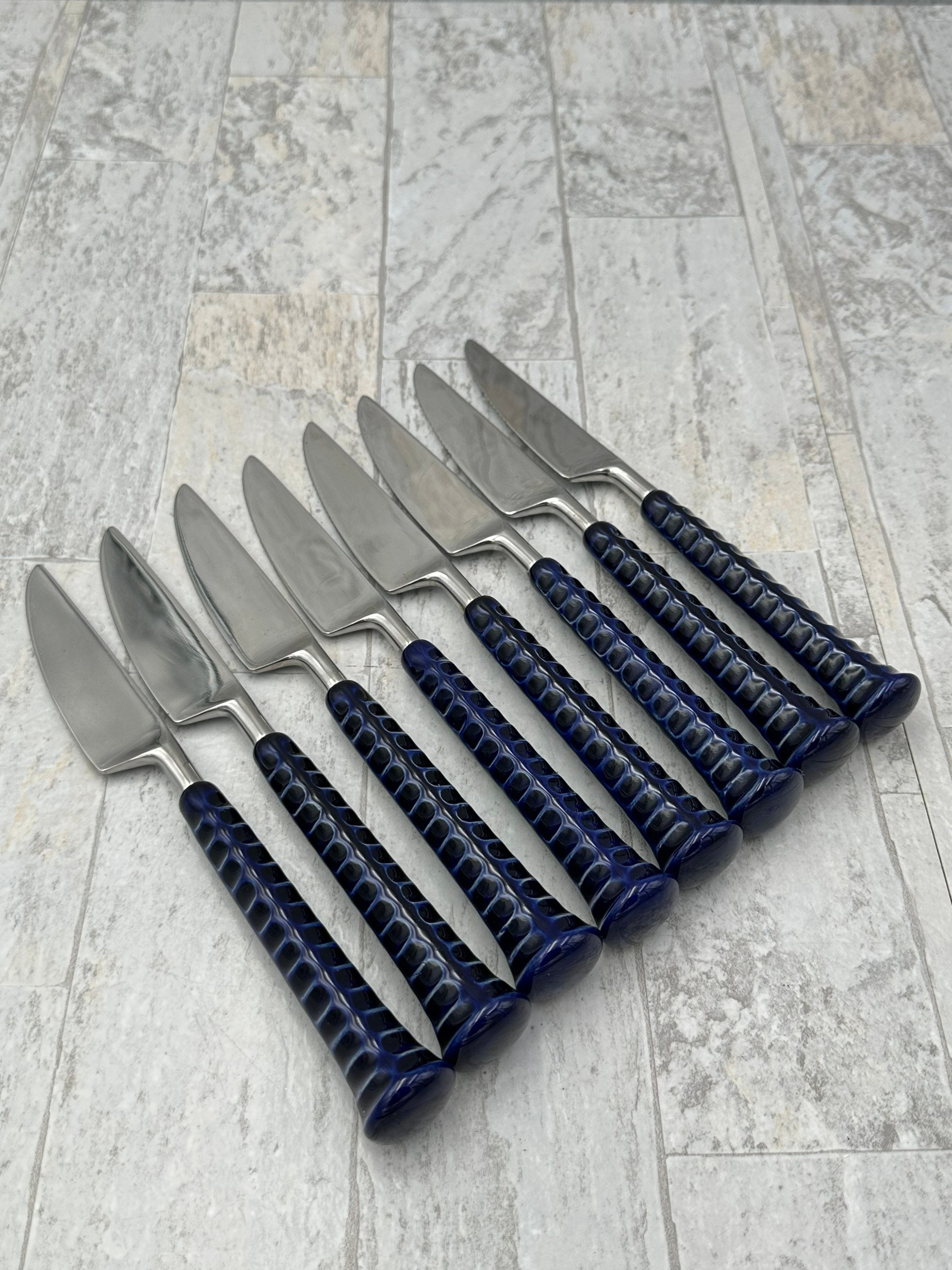 Mid Century Flatware set, RARE Noritake Primastone Cobalt Blue Vintage