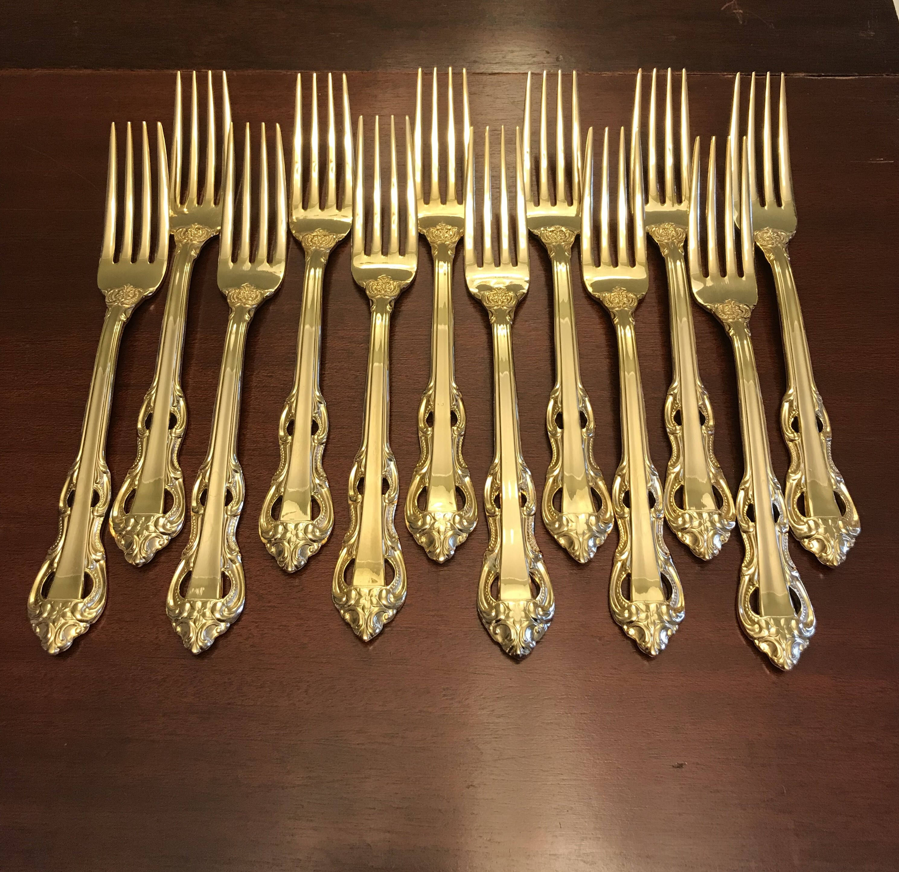 Vintage Gold Flatware, King Arthur Gold Flatware, Gold Electroplate