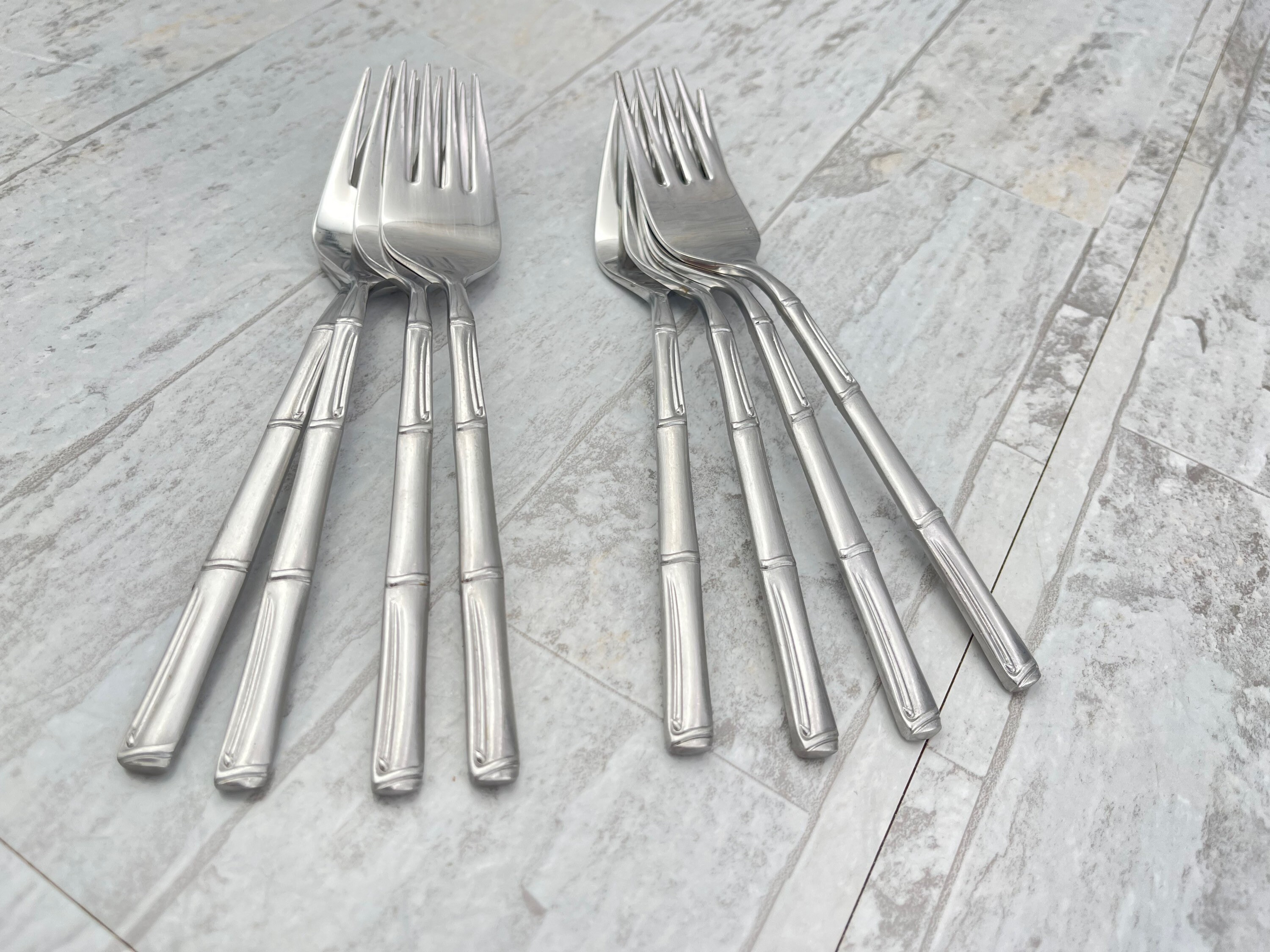 Vintage Stainless Flatware set, Bamboo Pattern, National Stainless