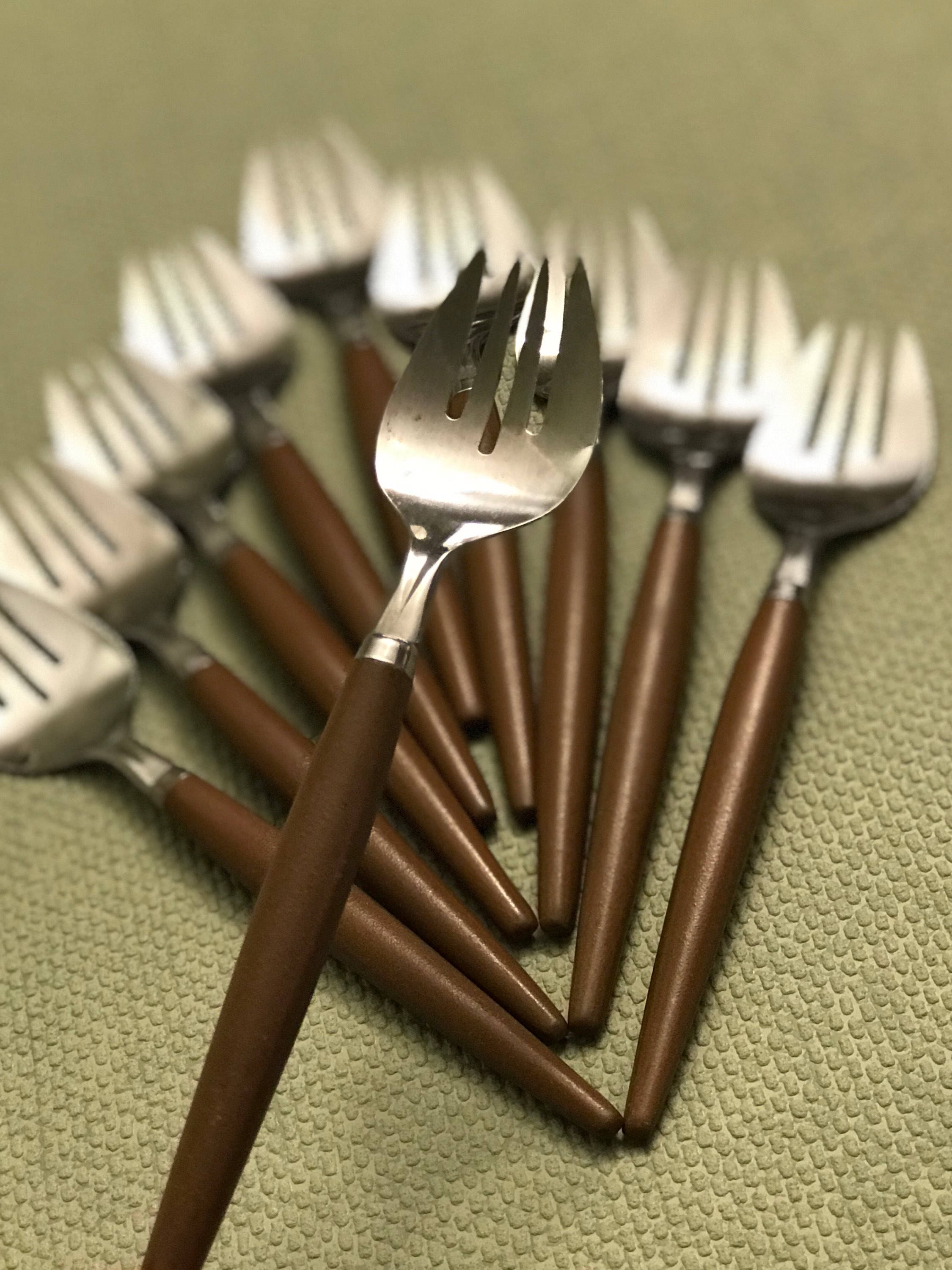 Danish Modern Dessert Forks, Stainless Steel Dessert Forks, Mid Century