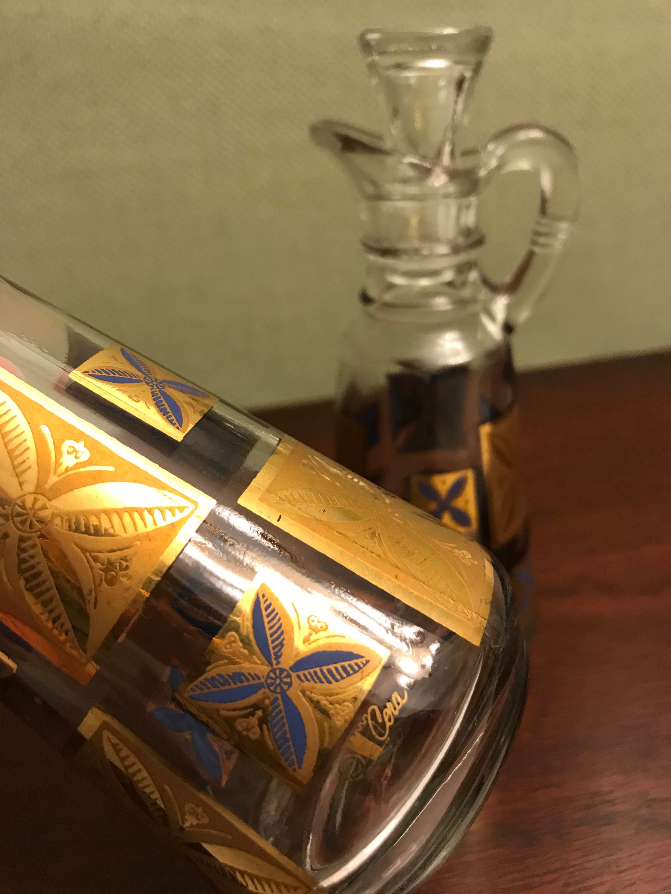 Mid Century Modern Cera Cruets, Gold Cruet Set, Rare Cera Cruet set