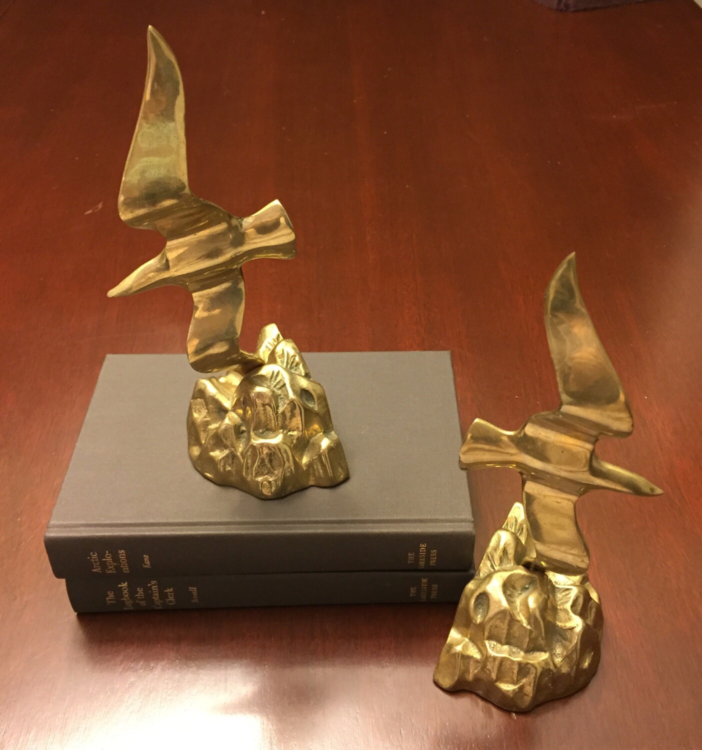 Seagull BOOKENDS Brass in Very Good Vintage condition