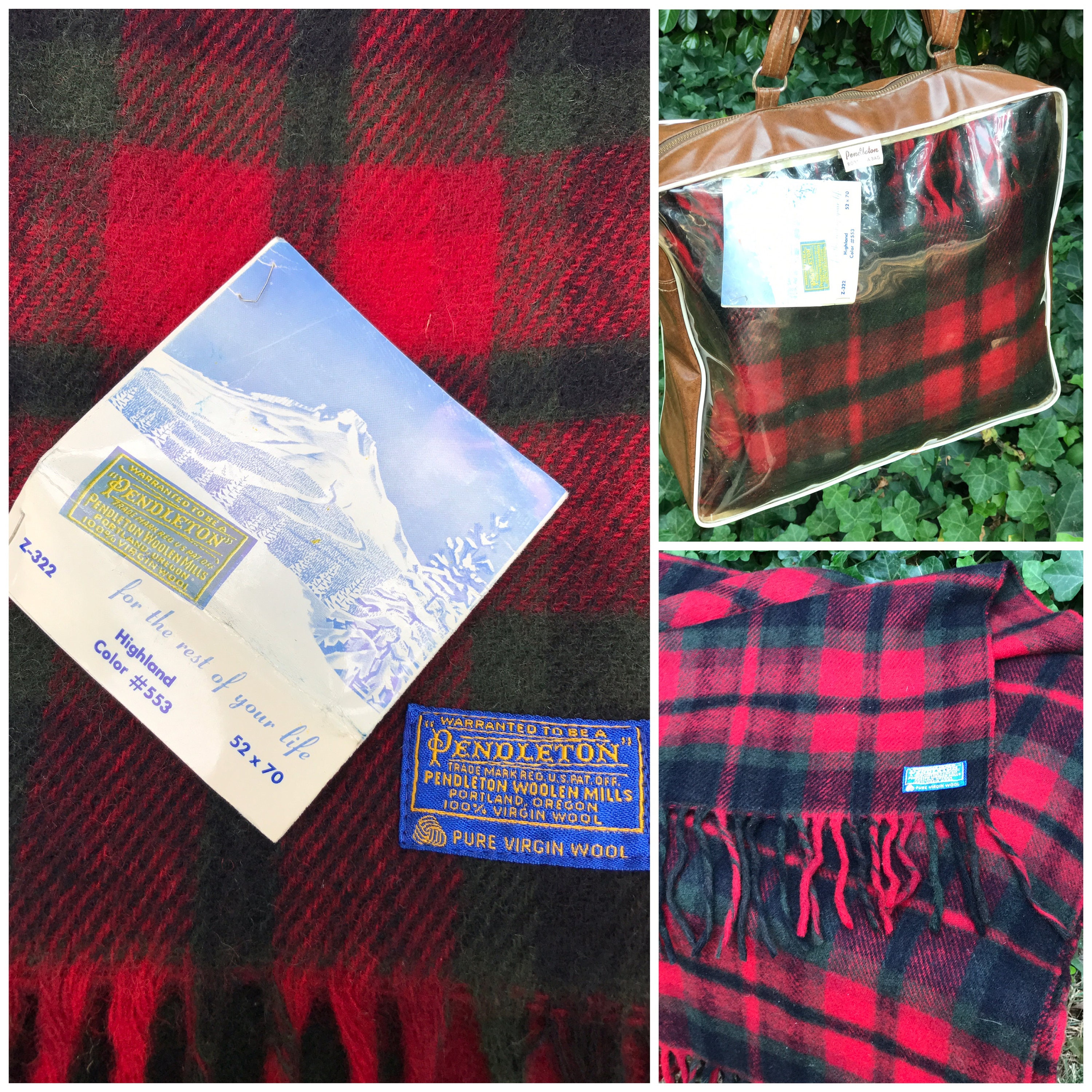 Vintage Pendleton Blanket, Highland Plaid Blanket, Pendleton Robe in a