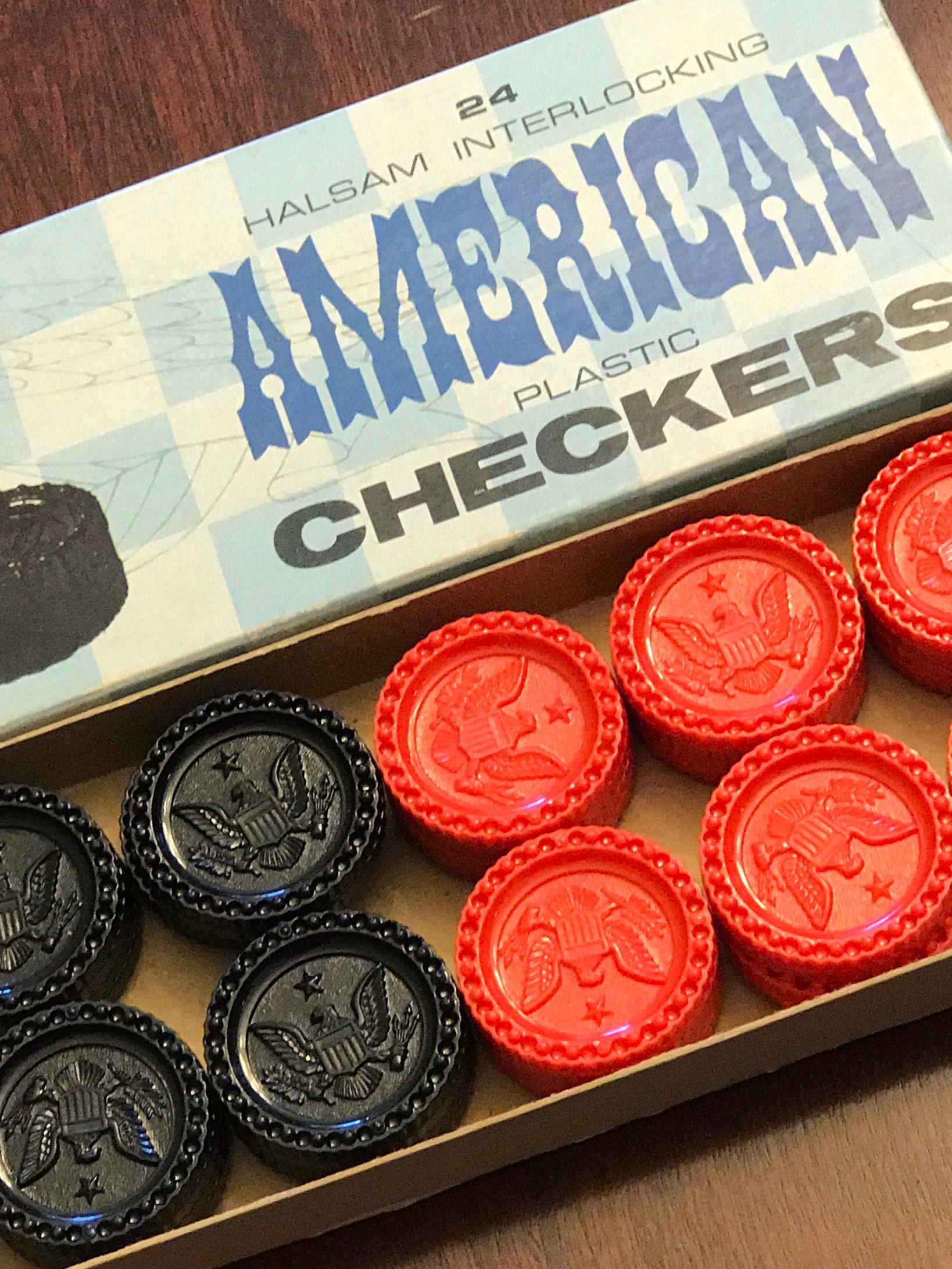 Vintage Checkers, Replacement Checkers, Checkers Game pieces, Draughts, American Checkers, 24