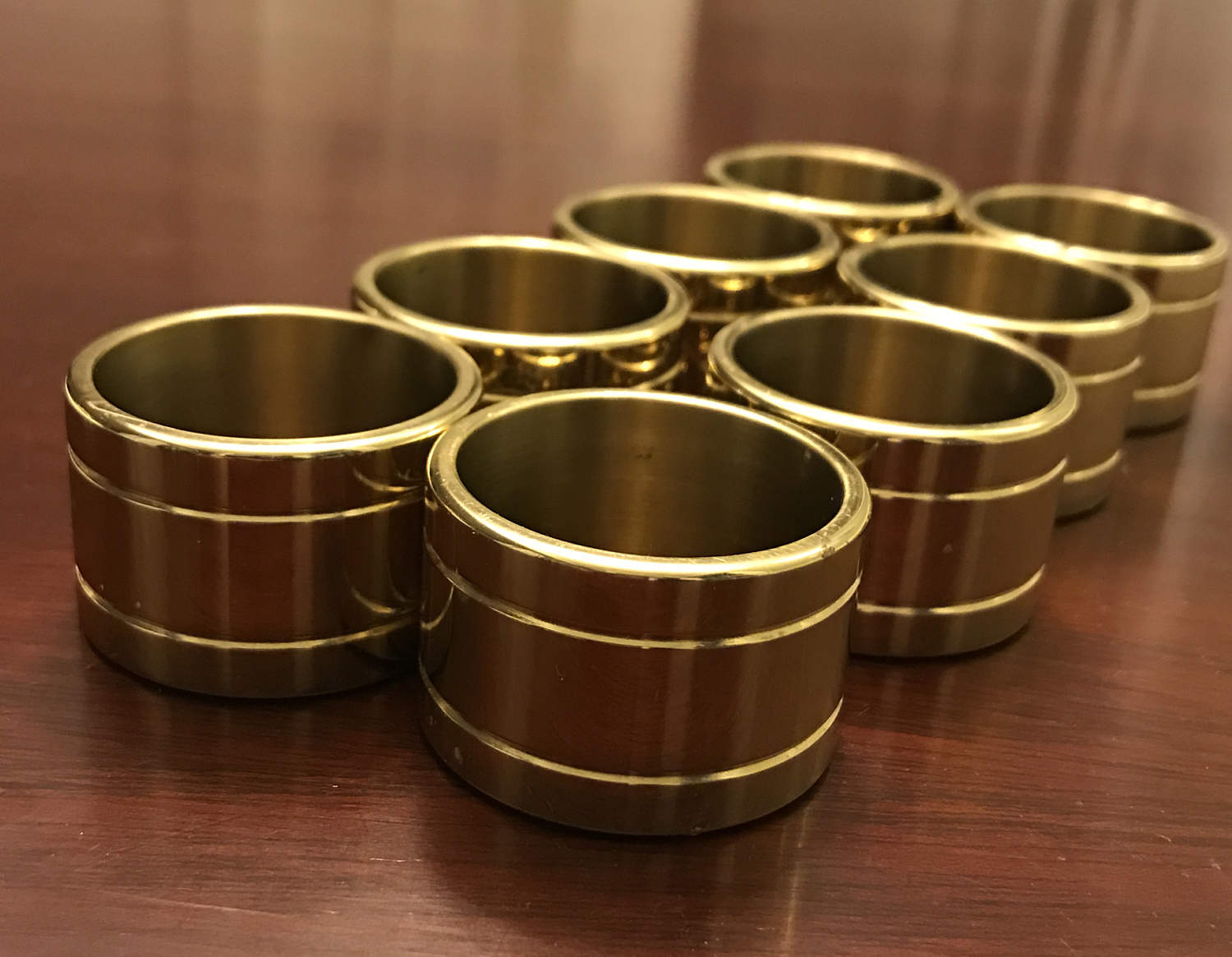 Vintage Solid Brass Napkin Rings, 8 piece set, gift