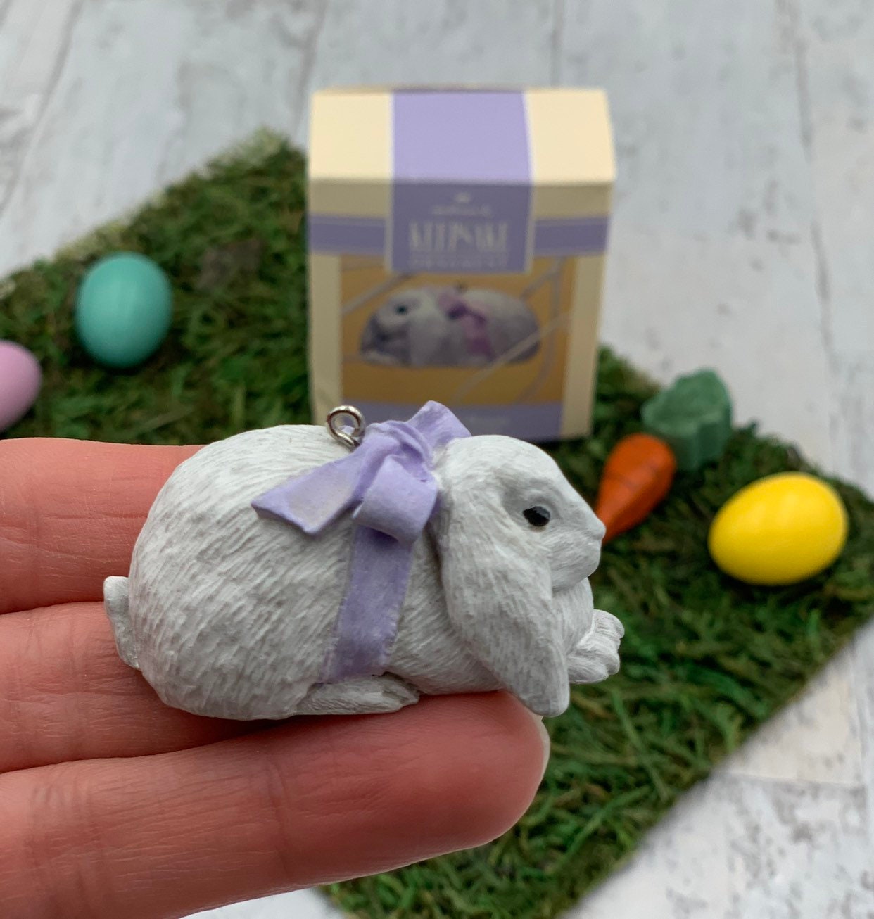 Vintage Lop Eared Bunny Easter Hallmark Ornament, Easter bunny ornament