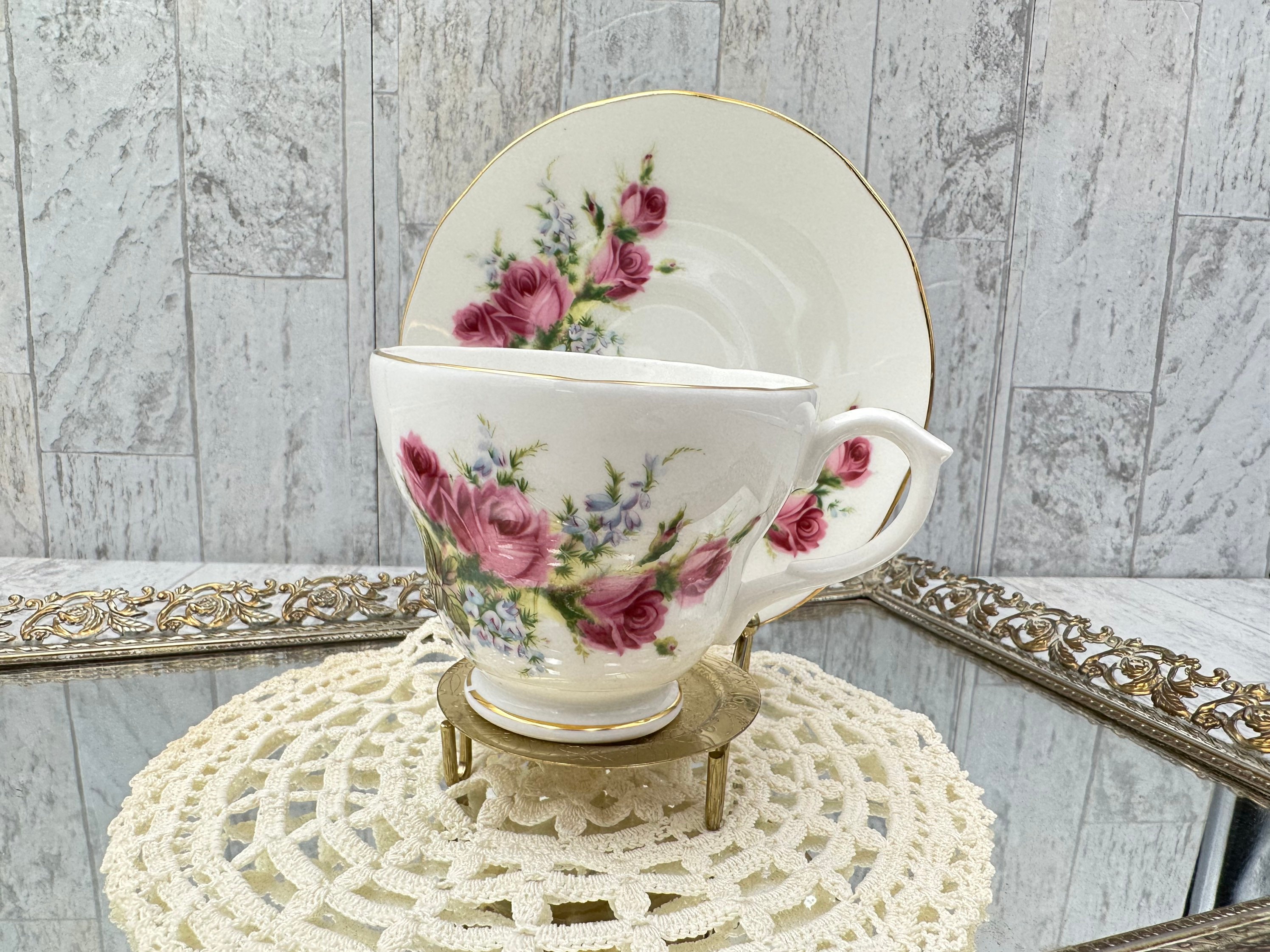 Vintage Velvet Rose Teacup Duchess Bone china Made in England