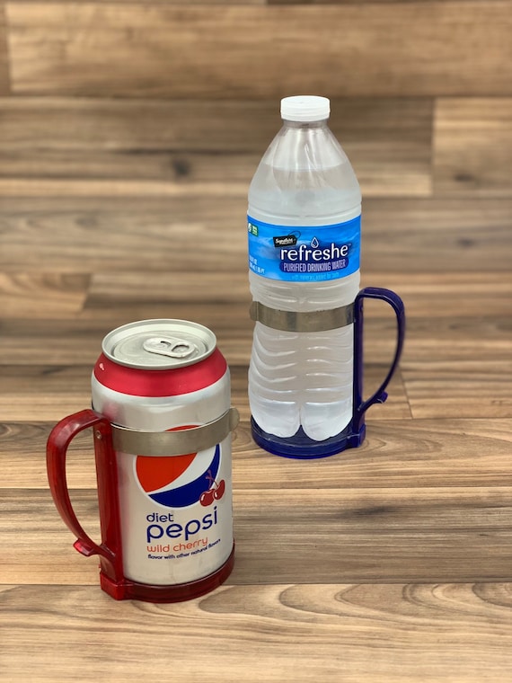 Vintage drink holder, colored Plastic and Metal Can cozy, Outdoor Entertaining, Vintage Trailer Camping Glamping