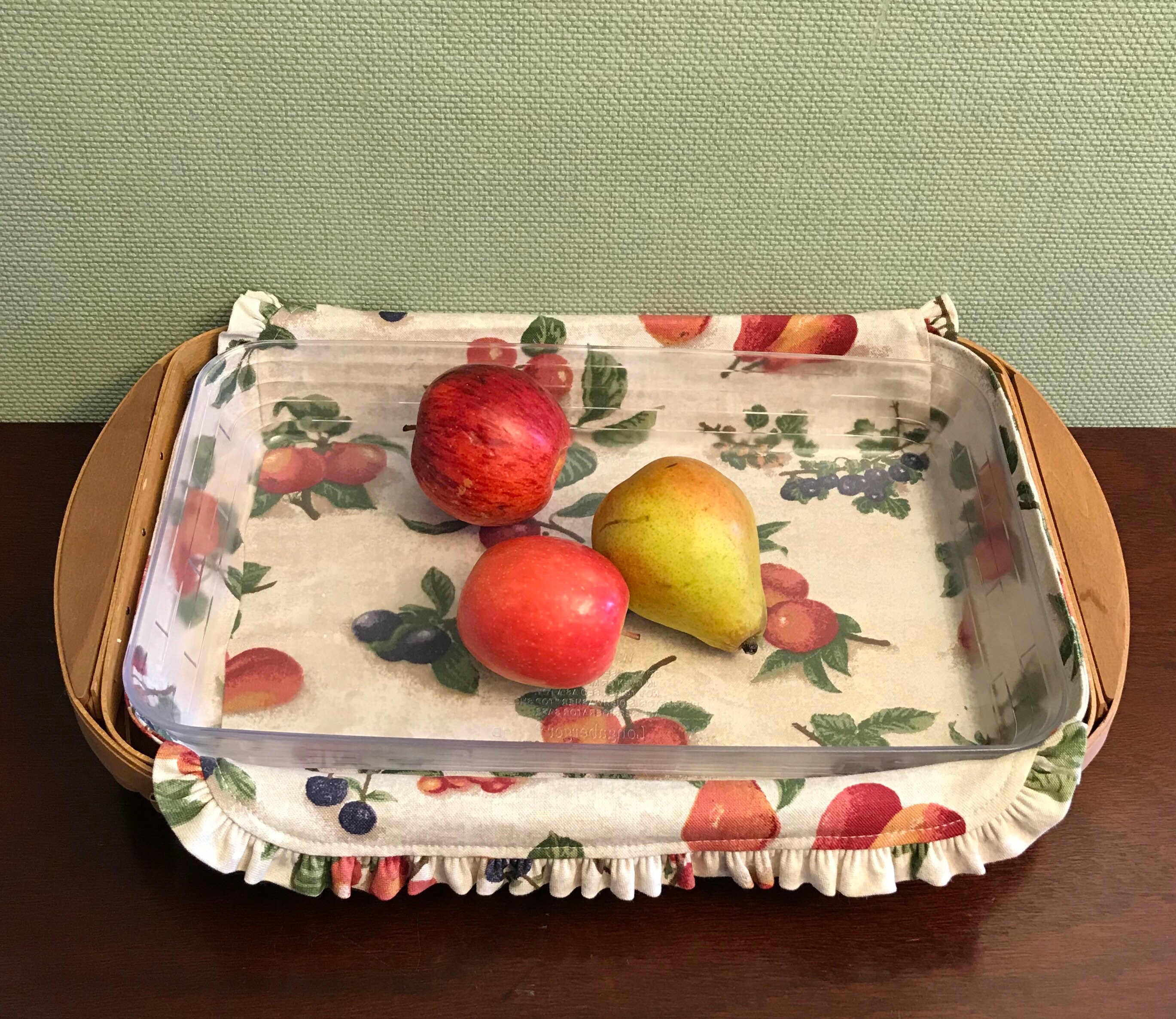 Longaberger Serving Tray Basket with fabric Liner Fruit Medley, Plastic