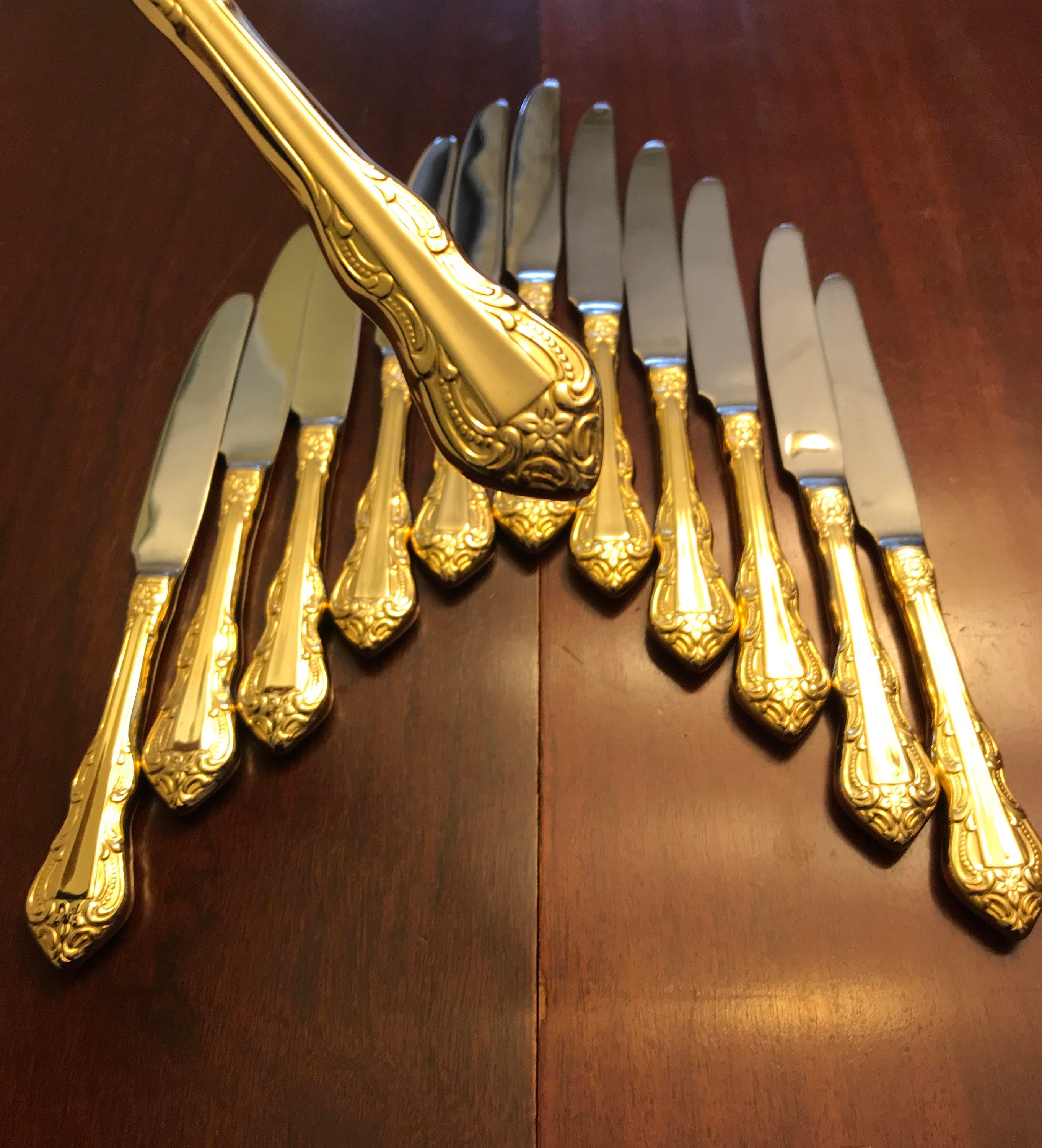 Vintage Gold Flatware, King Arthur Gold Flatware, Gold Electroplate