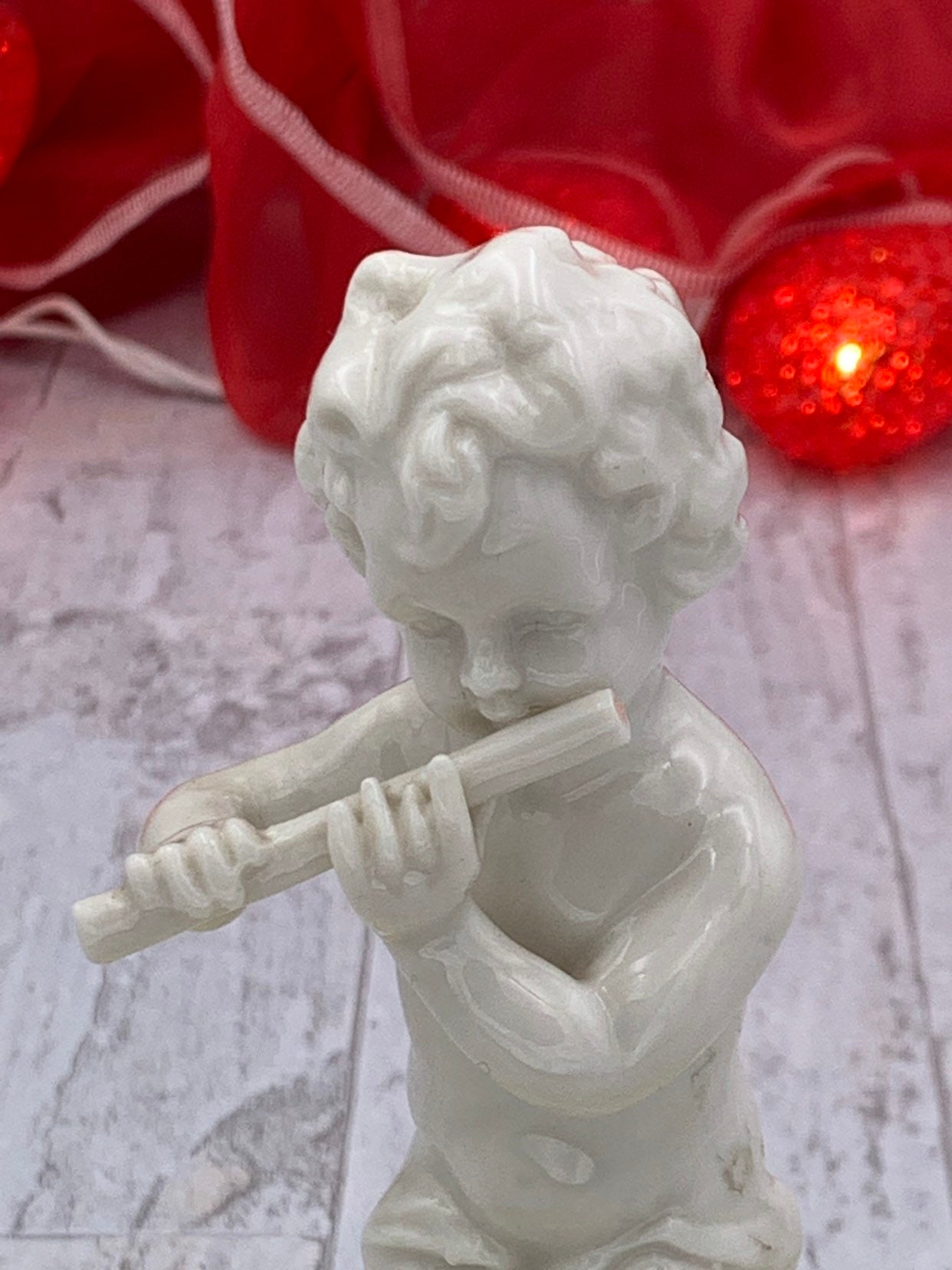 Vintage Angel Cherub porcelain figurine, White ceramic Angel Figural