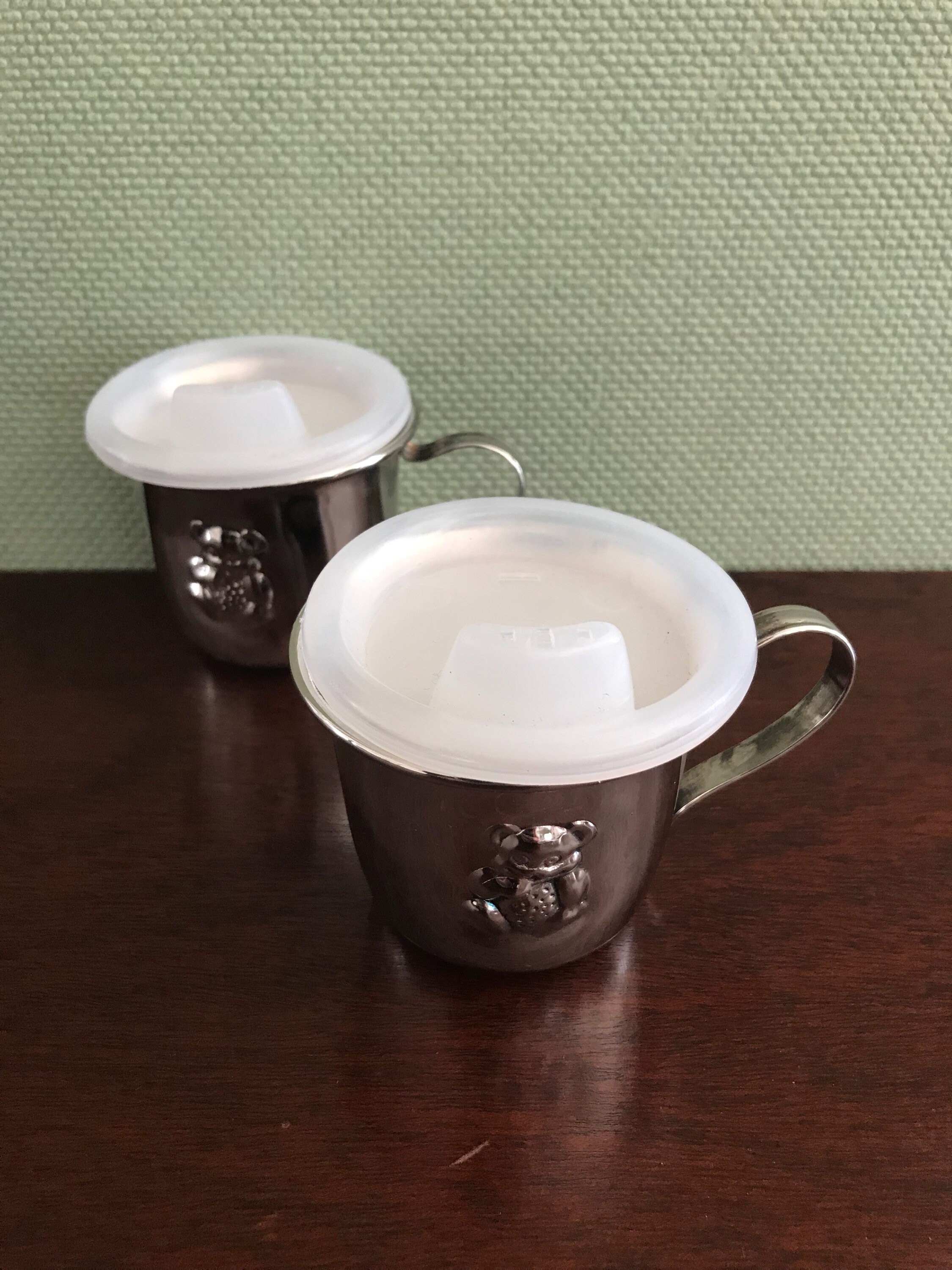 Silver Plated Baby Sippy Cup, Teddy Bear Silver Cup, Babys First Cup