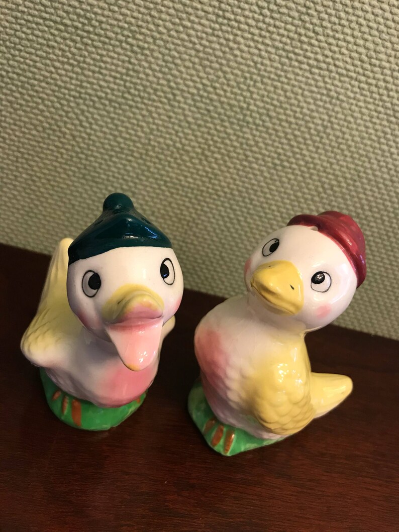 Vintage Duck Salt and Pepper Shakers Anthropomorphic Ceramic Etsy