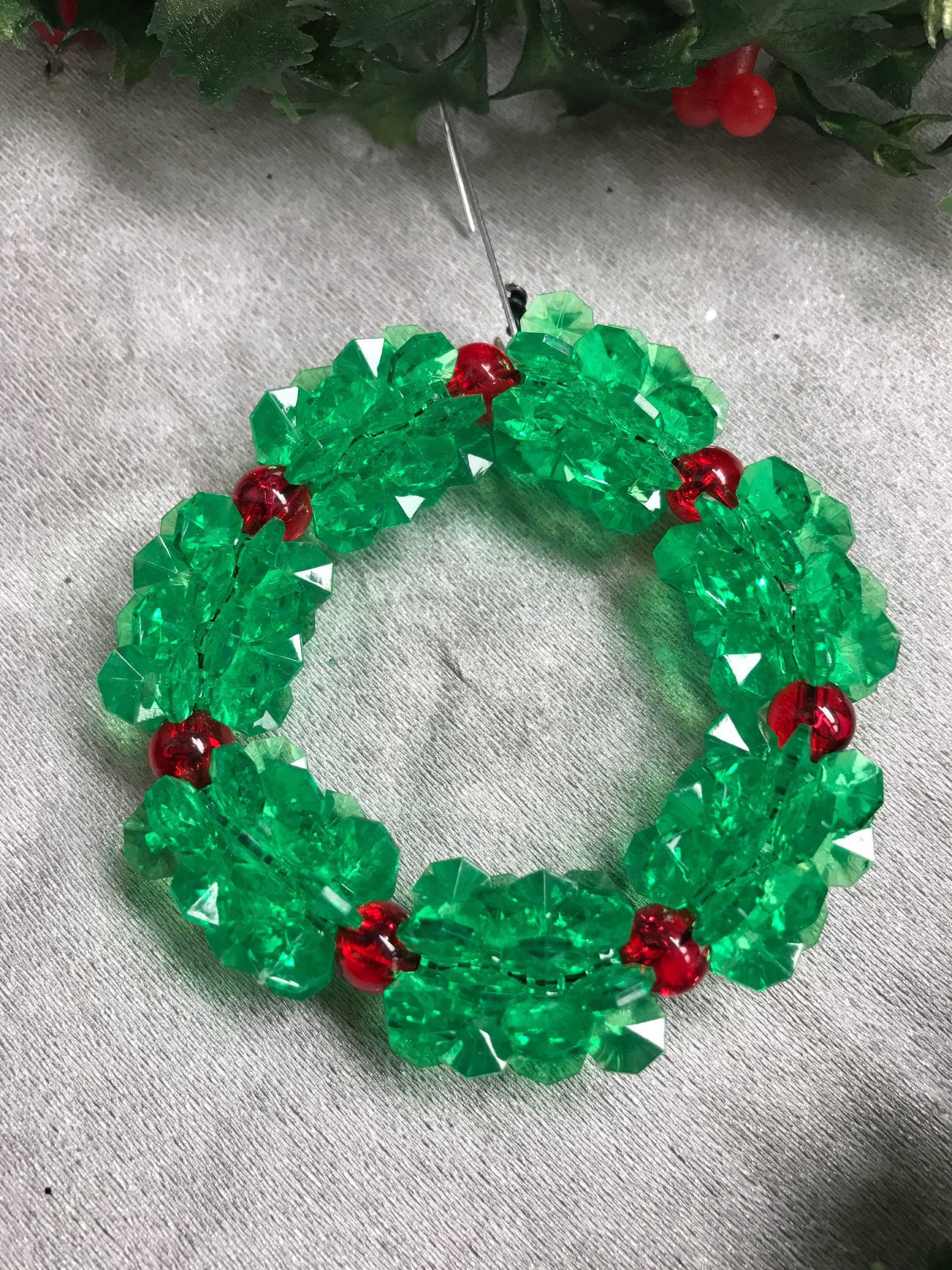 Vintage Christmas Ornaments, set of three 1960s Beaded Christmas