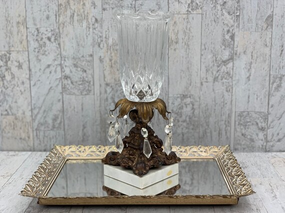 Hollywood Regency Lamp base, Luxury Marble cut crystals, Victorian Baroque Style, DIY Project