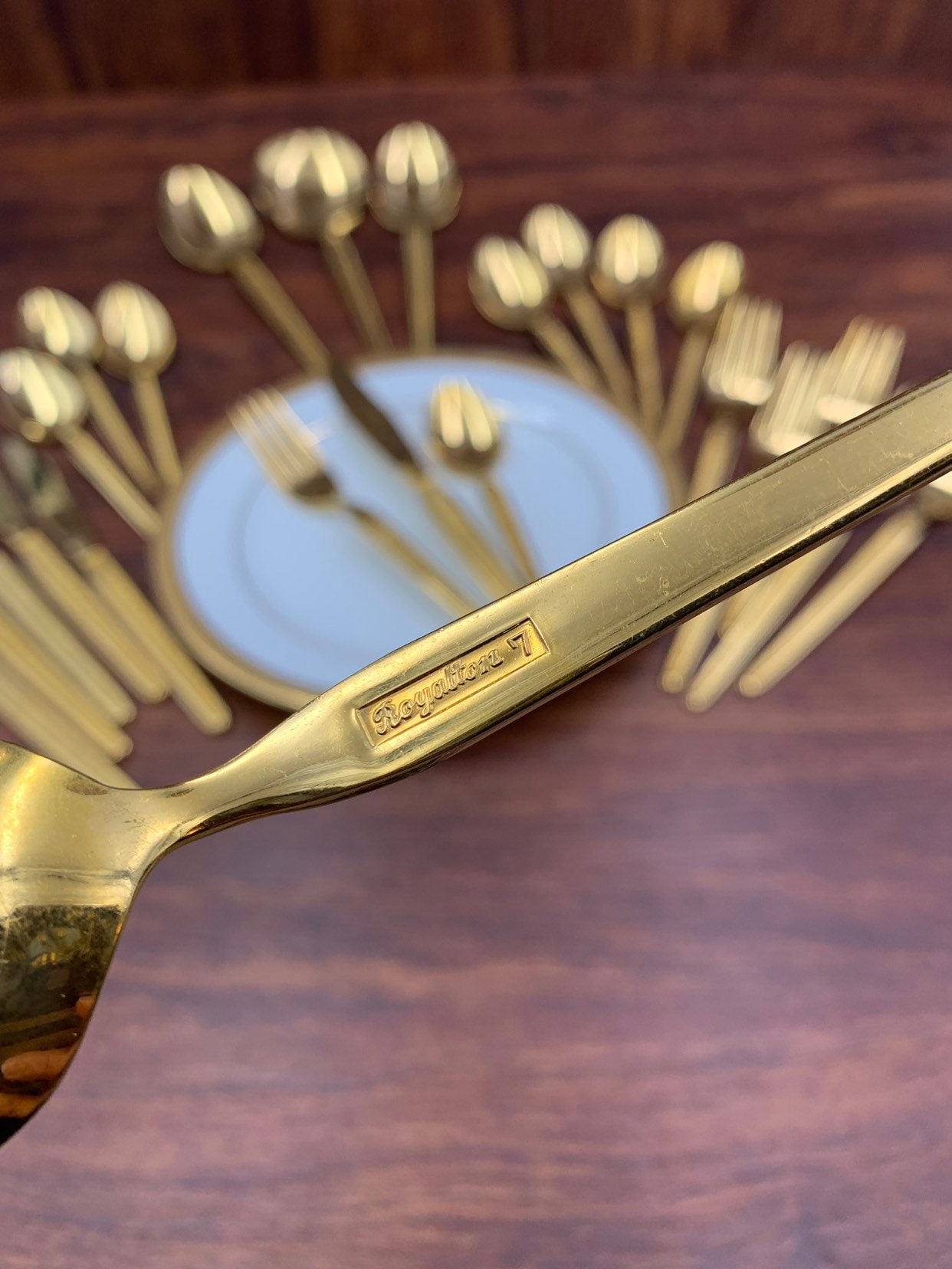 Vintage Royalton 7 Gold Flatware, Gold Electroplate Flatware, Hollywood