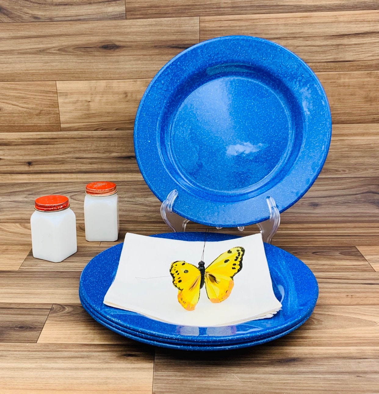 Blue camping dishes cheap