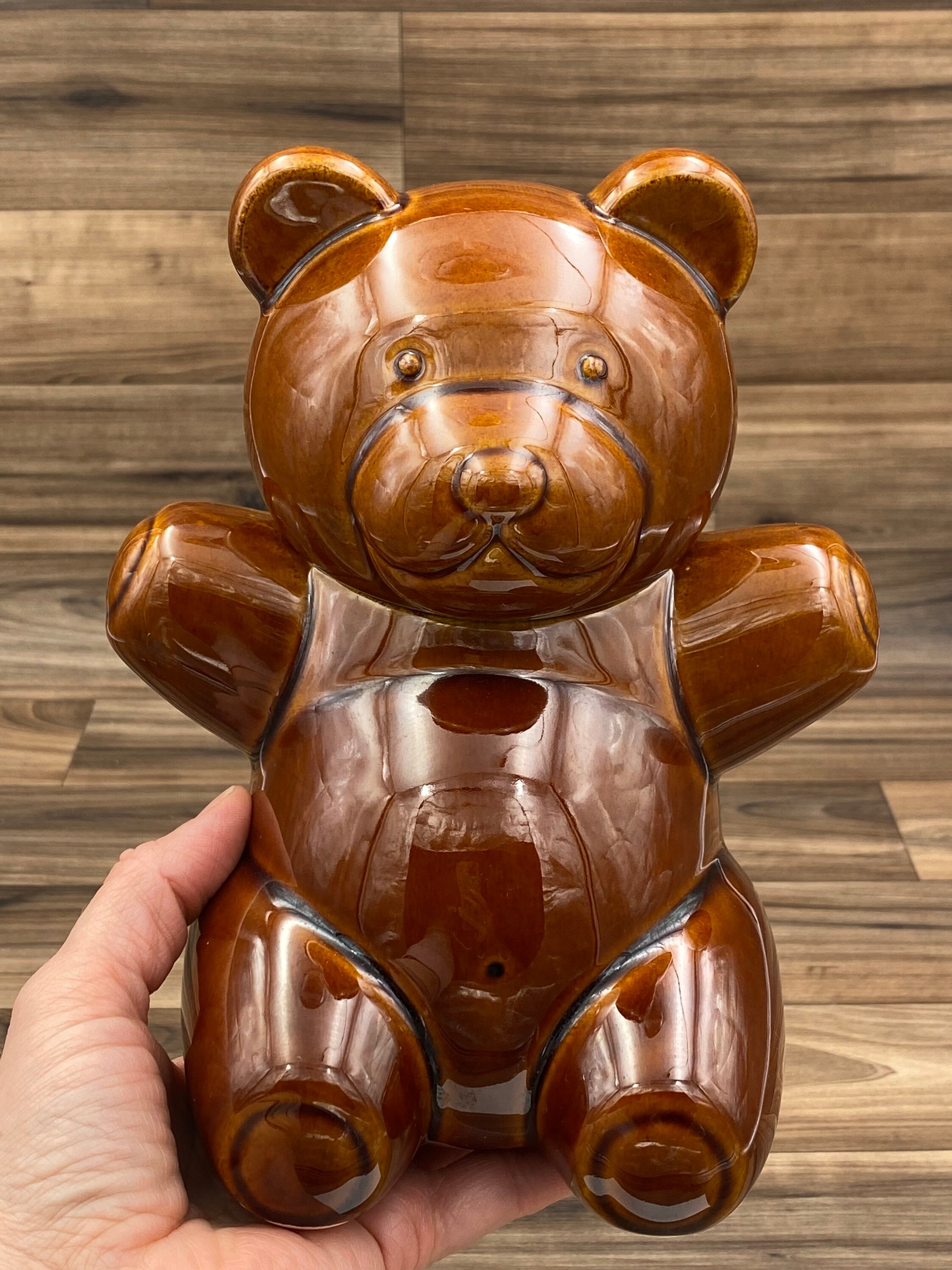 Brown Teddy Bear Ceramic Adorable Cookie Jar. Kitchen Storage